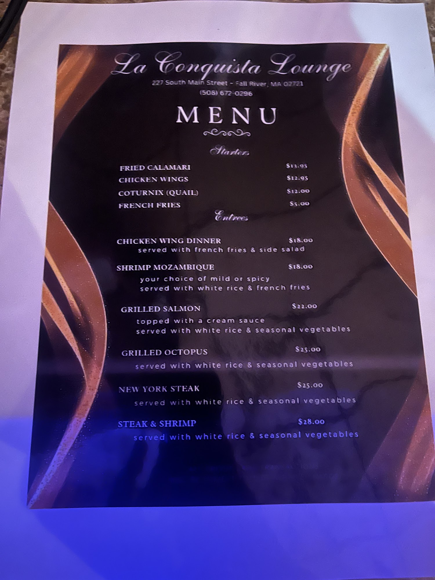 La Conquista Lounge Menu