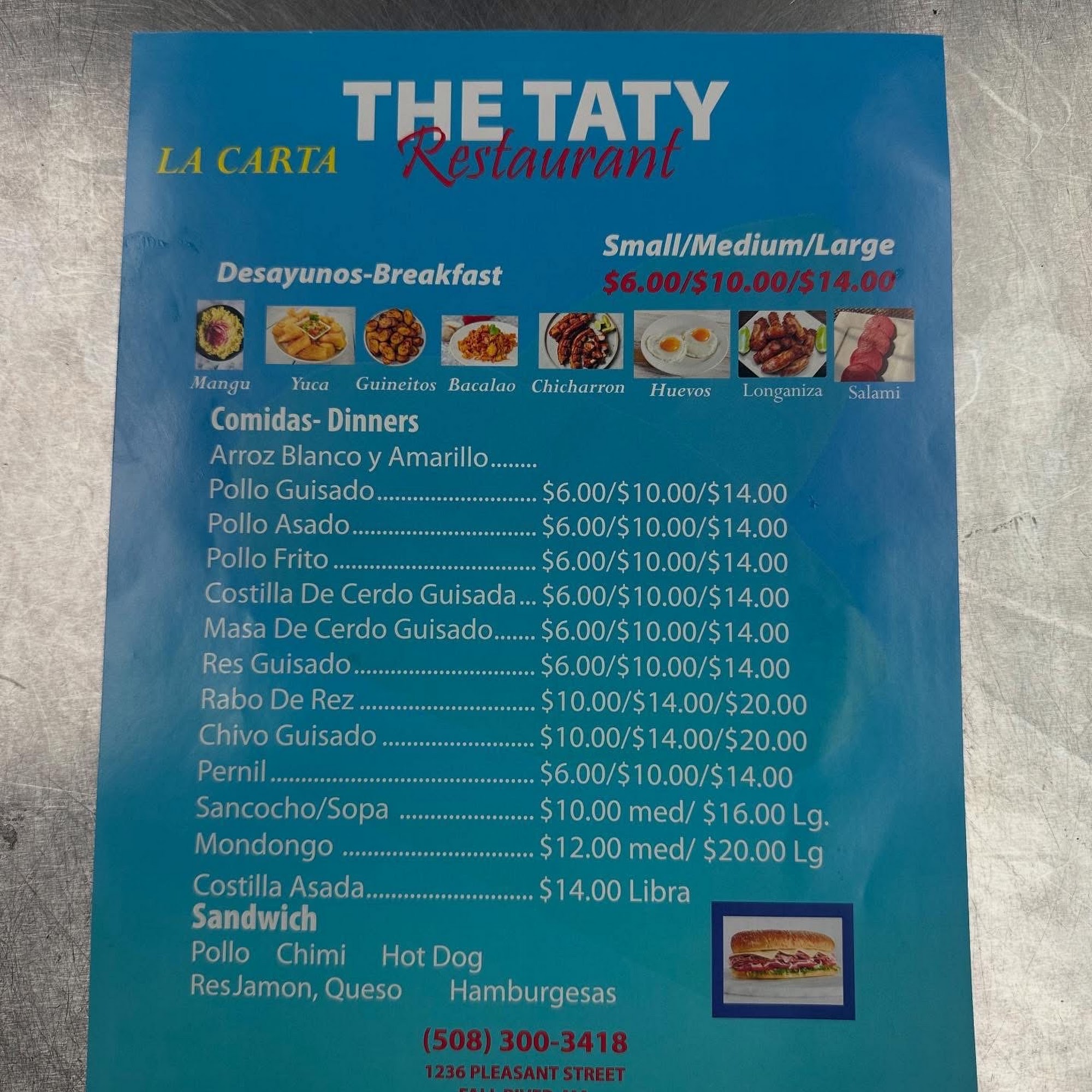 The Taty Restaurant Menu