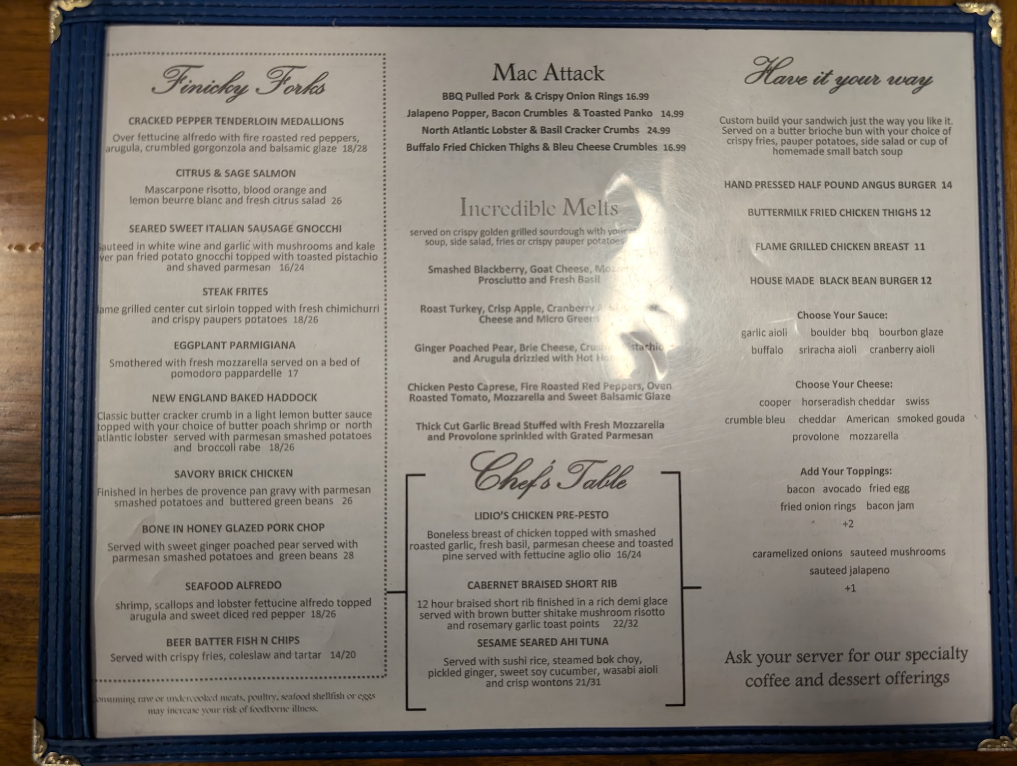 The Pauper's Pantry Menu