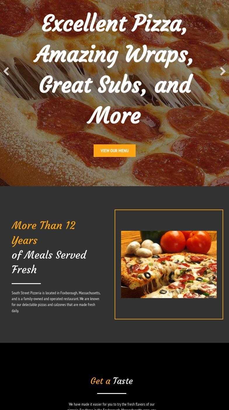 South Street Pizzeria Menu