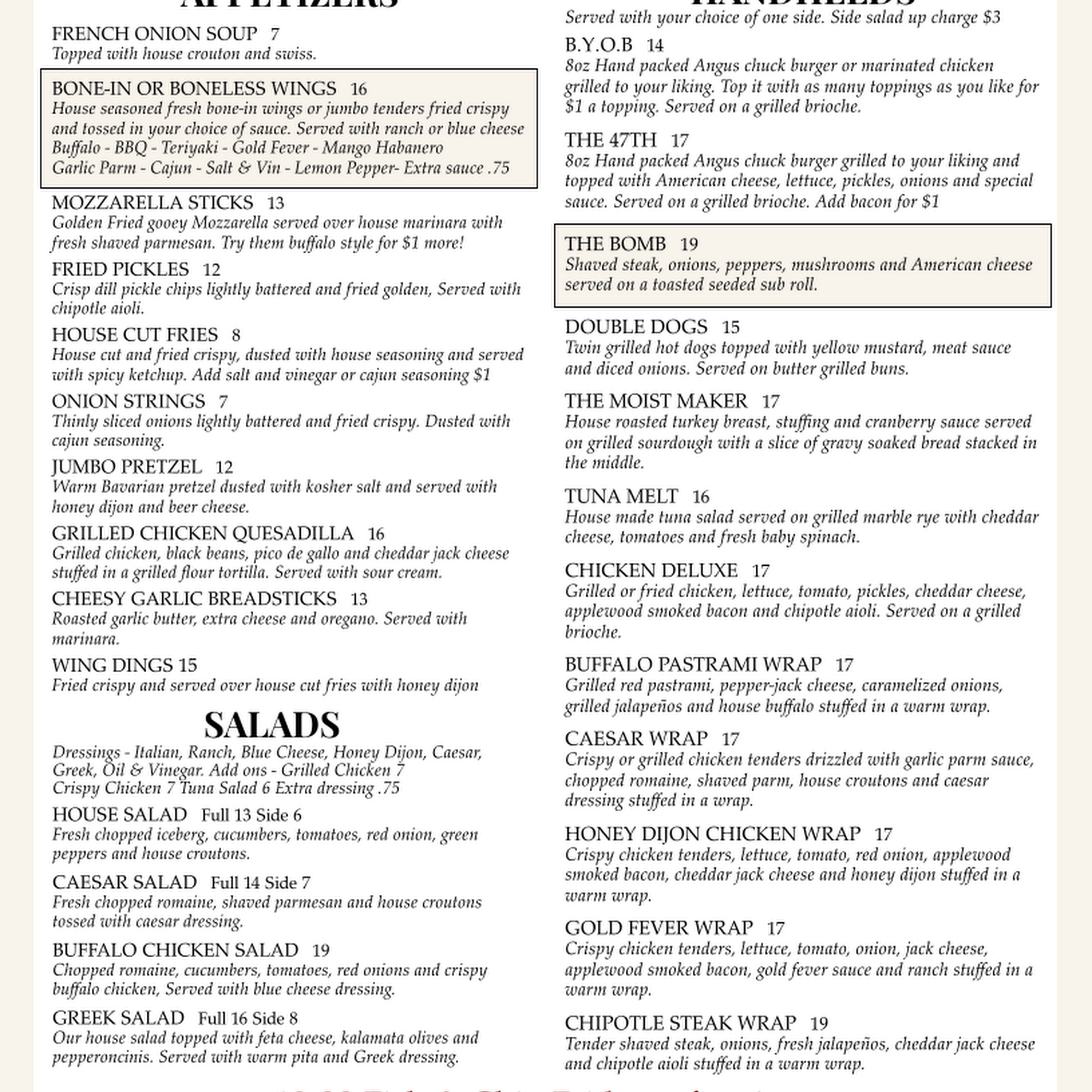 Laced Pizza & Pub Menu