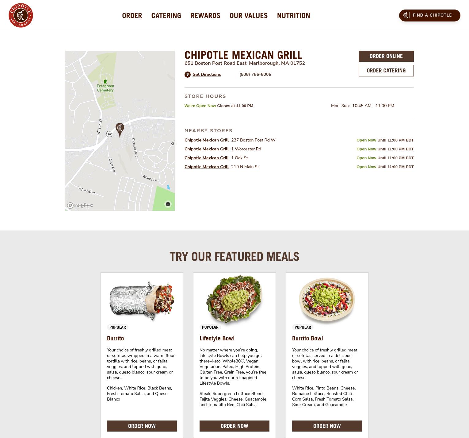 Chipotle Mexican Grill Menu