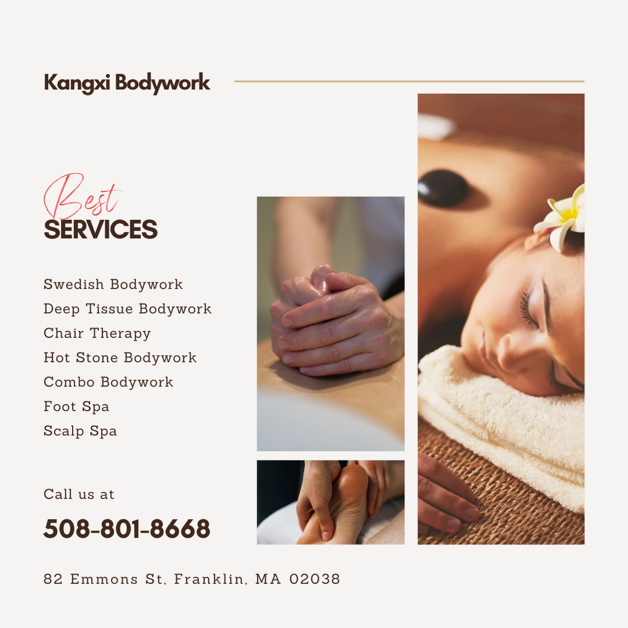 Kangxi Bodywork 82 Emmons St, Franklin Massachusetts 02038