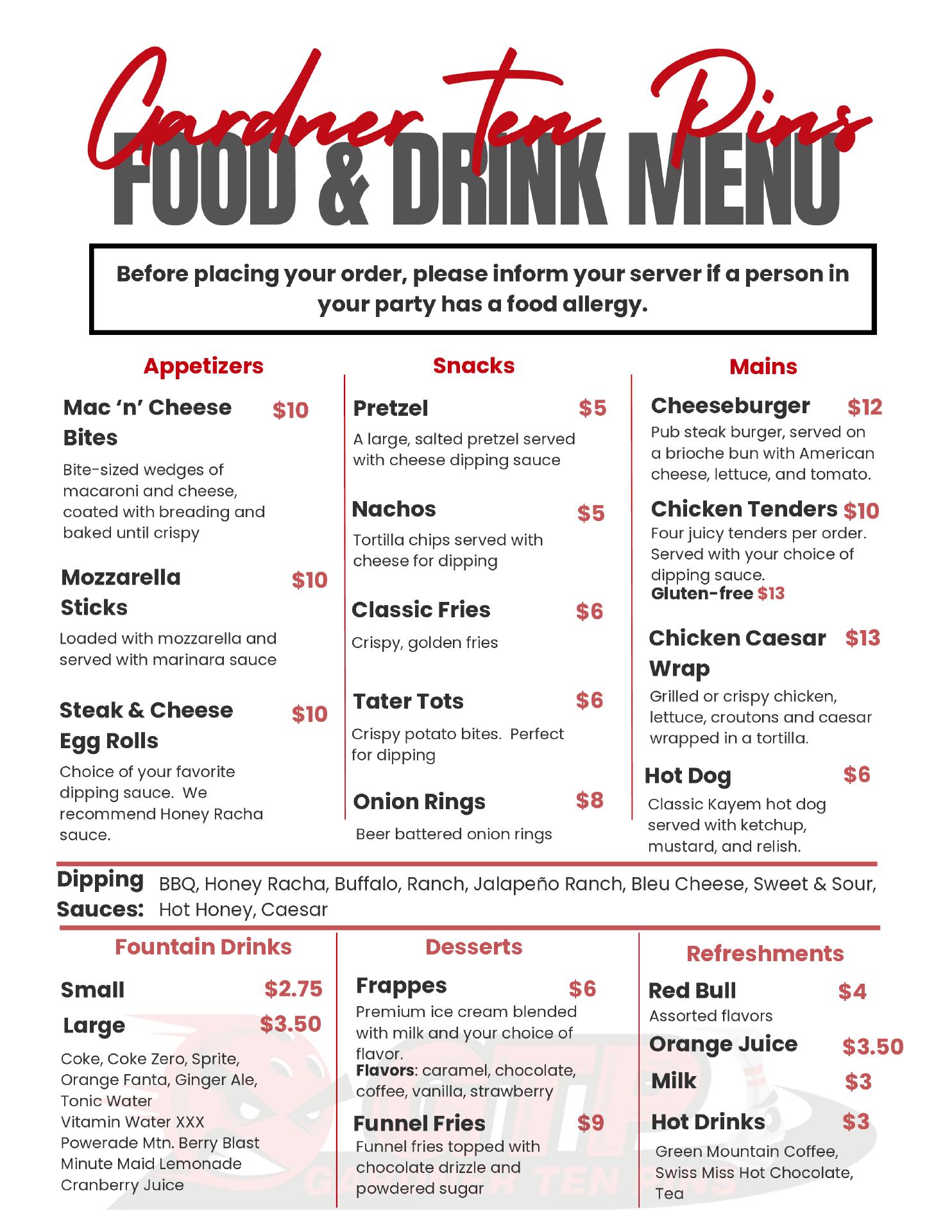Windsor Cafe Inc Menu