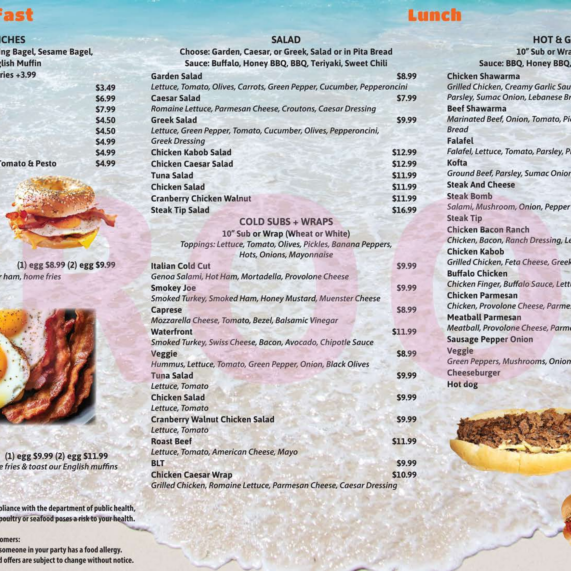 Waterfront Cafe Menu