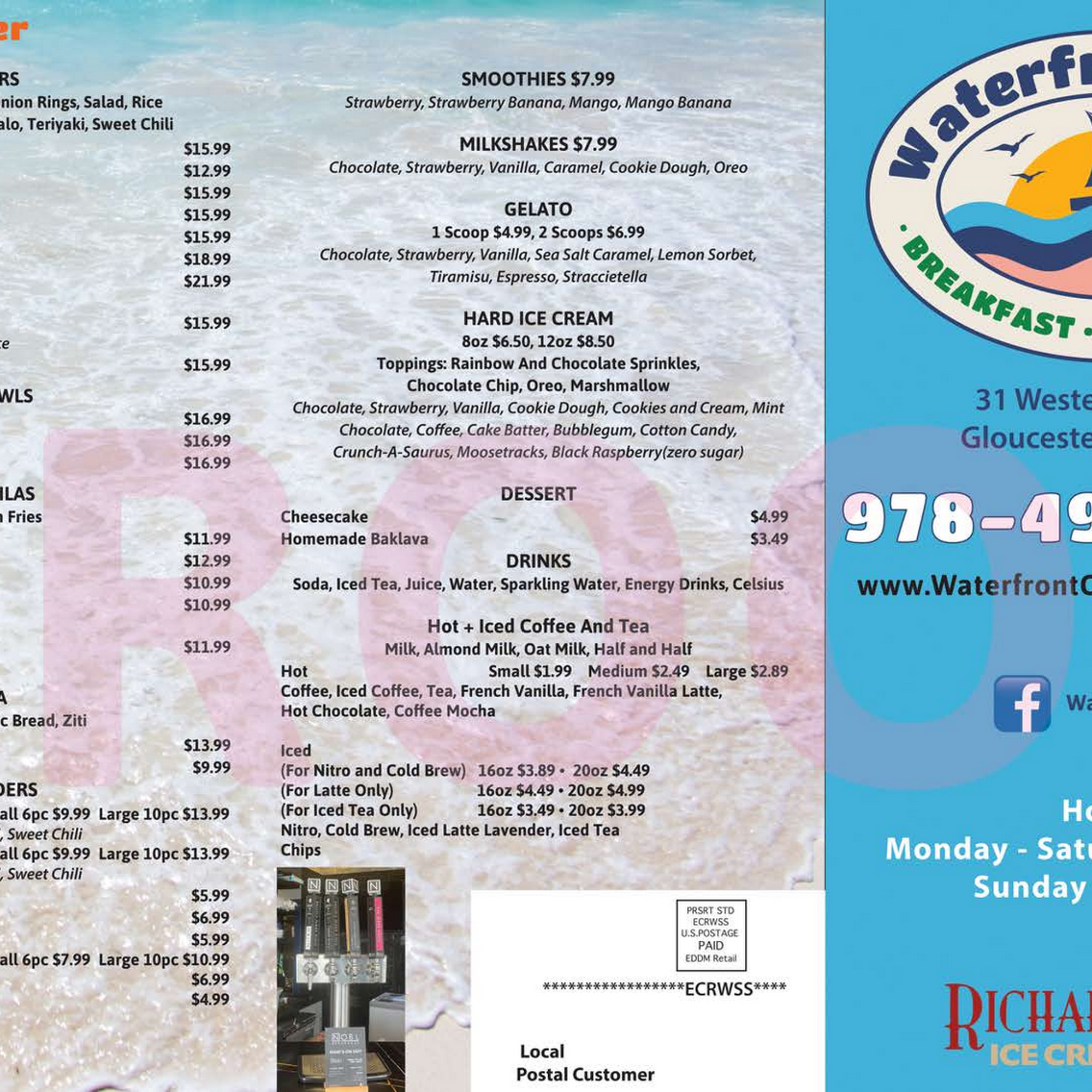 Waterfront Cafe Menu