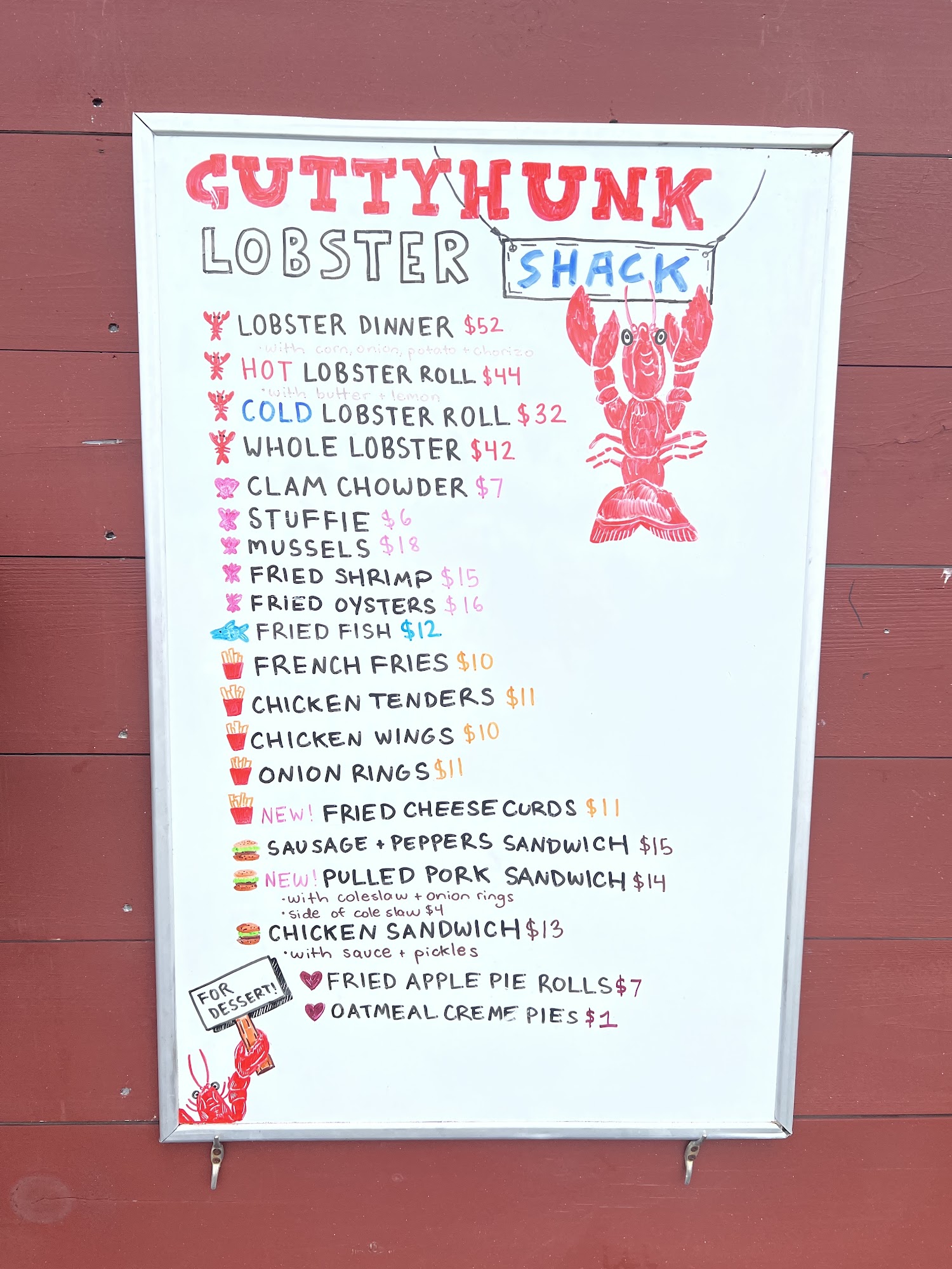Cuttyhunk Lobster Shack Menu