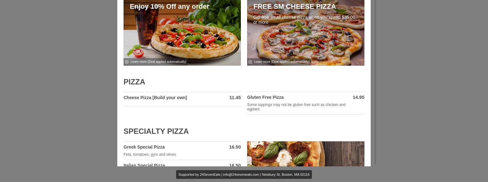 Hanover Old Railroad Pizza & Cafe Menu
