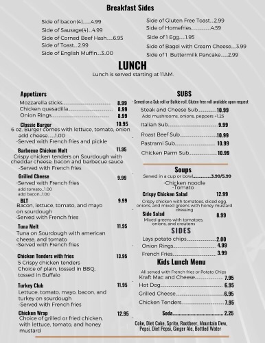 Kathy’s Kitchen Menu