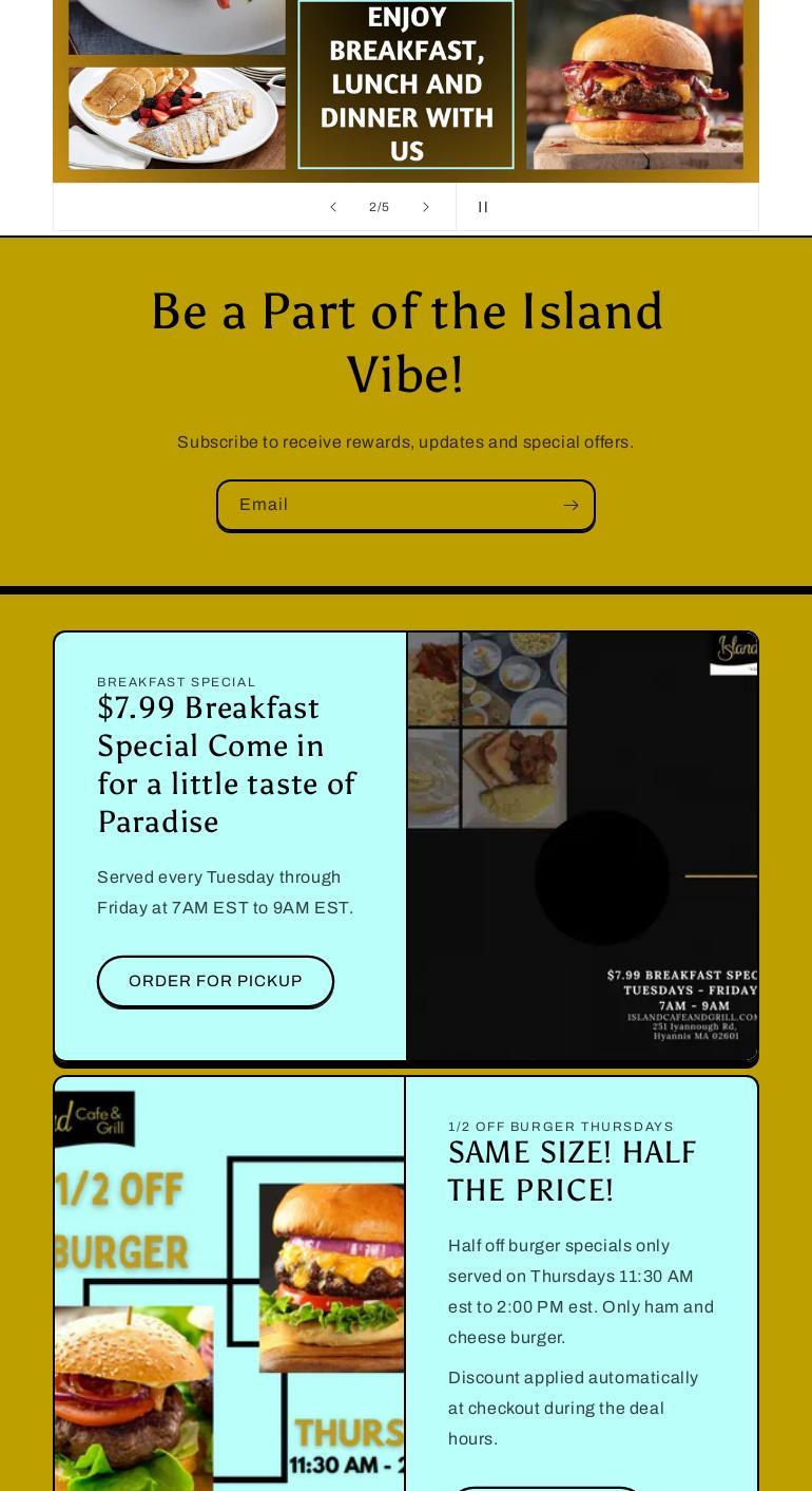 Island Cafe and Grill Express Menu