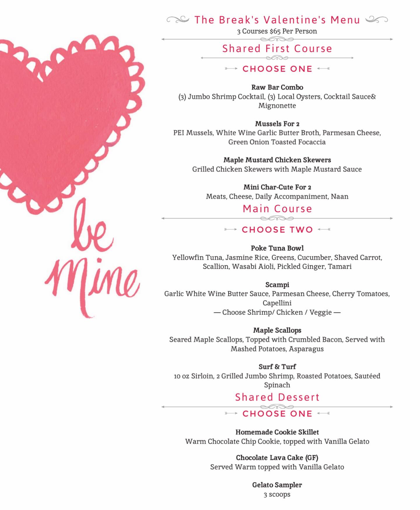 The Break Restaurant & Bar Menu