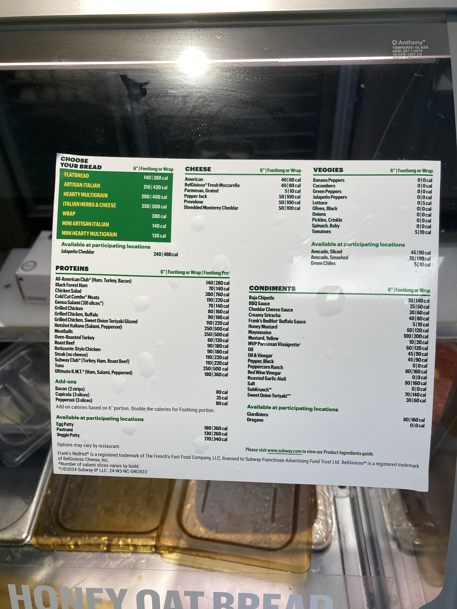 Subway Menu