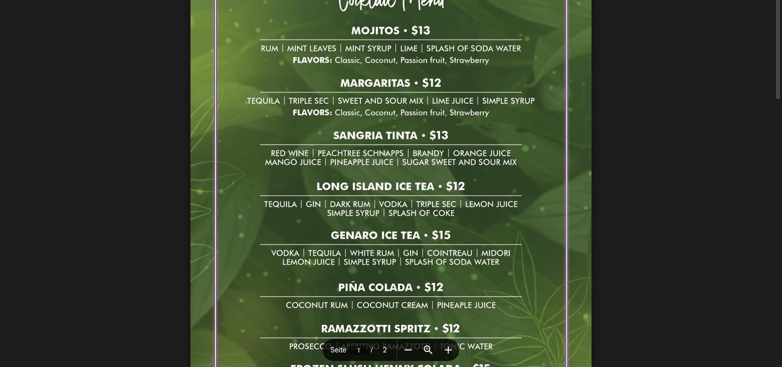 Envy Lounge & The Garden Menu