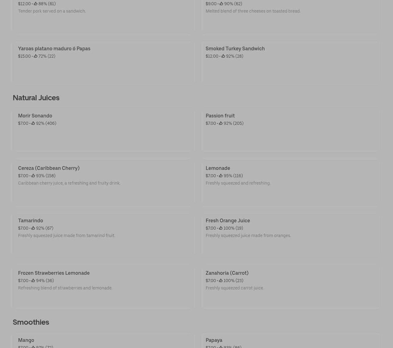 Pastelitos Place Menu