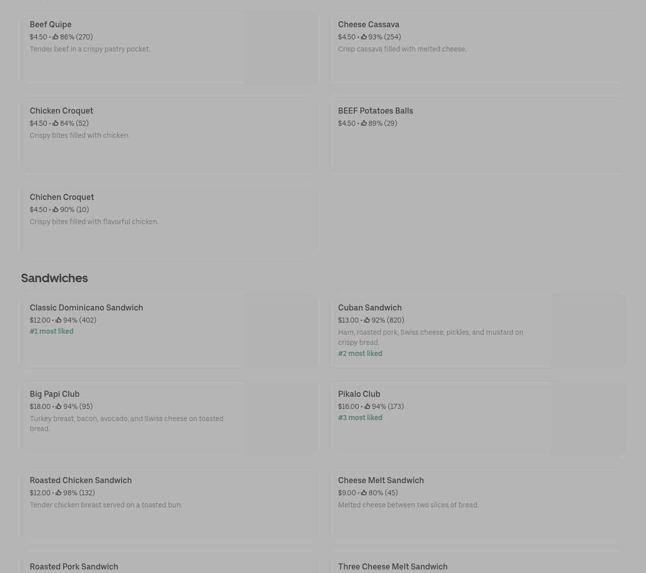 Pastelitos Place Menu