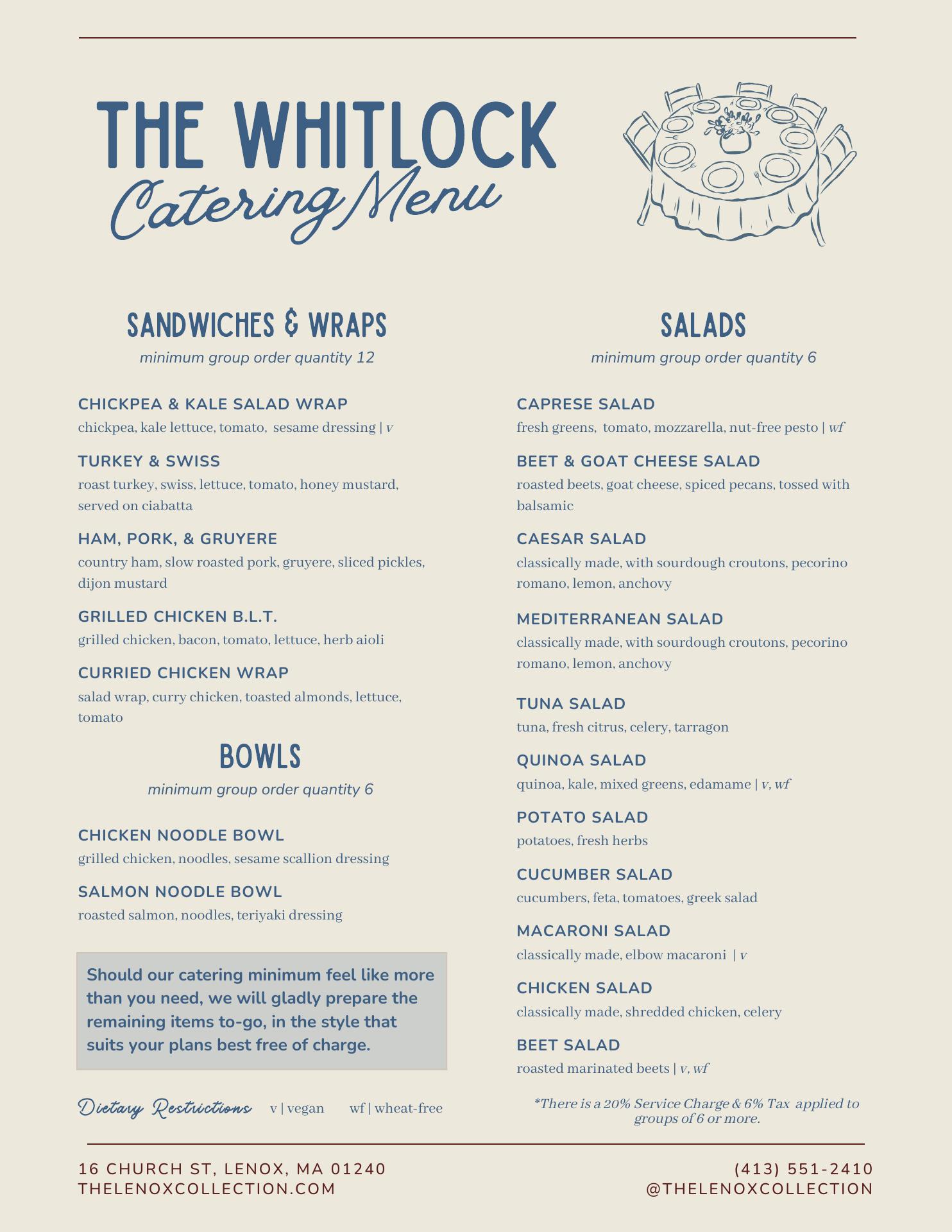 The Whitlock By The Lenox Collection Menu
