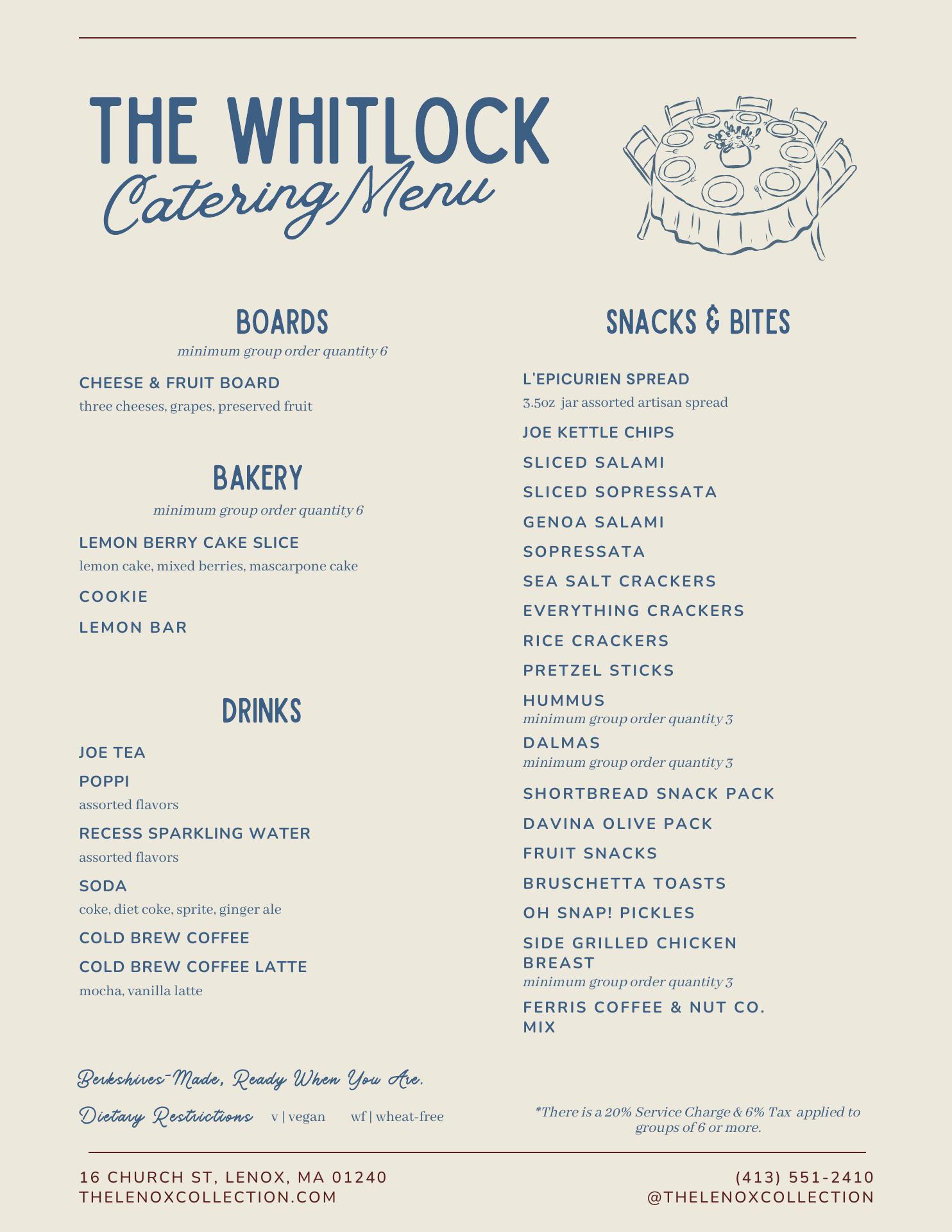 The Whitlock By The Lenox Collection Menu