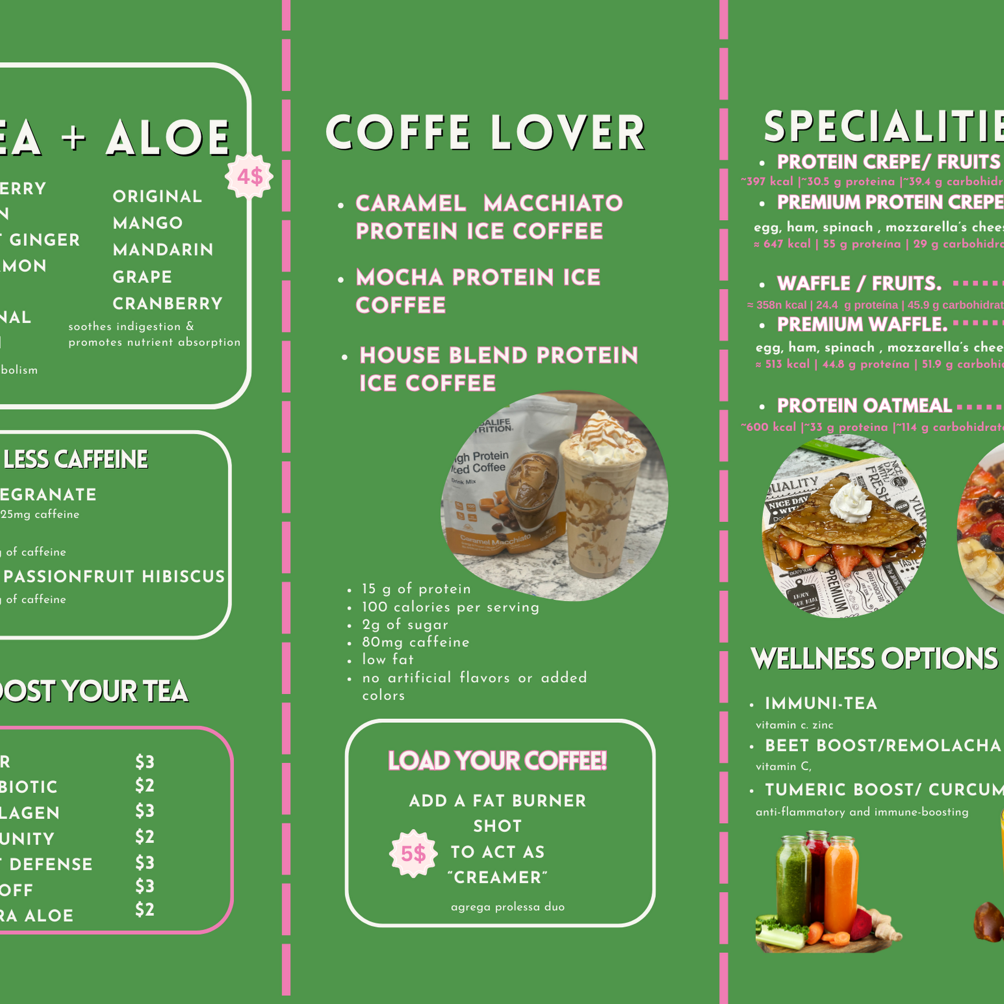 Klk tamo fit Menu