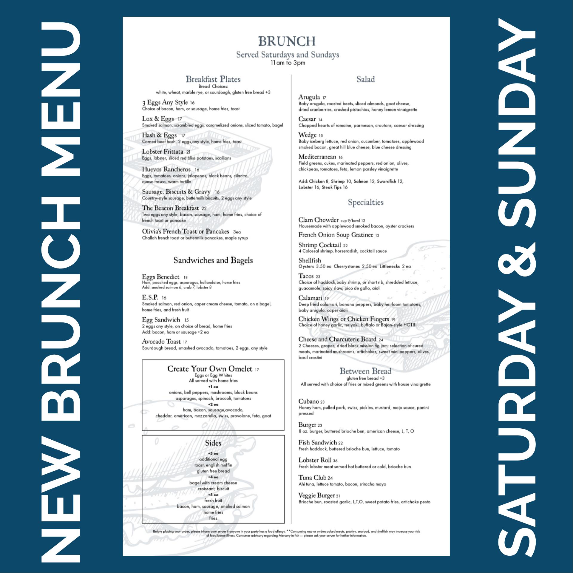 The Beacon Restaurant and Bar Menu