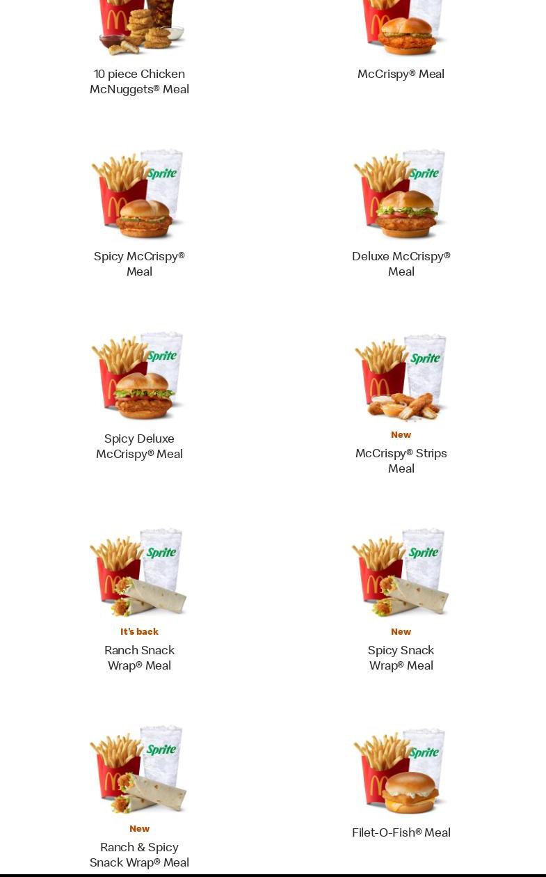McDonald's Natick Plaza Menu