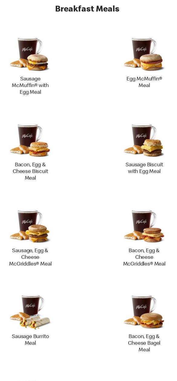 McDonald's Natick Plaza Menu