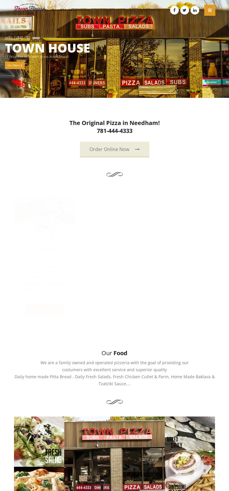 Town House of Pizza Menu