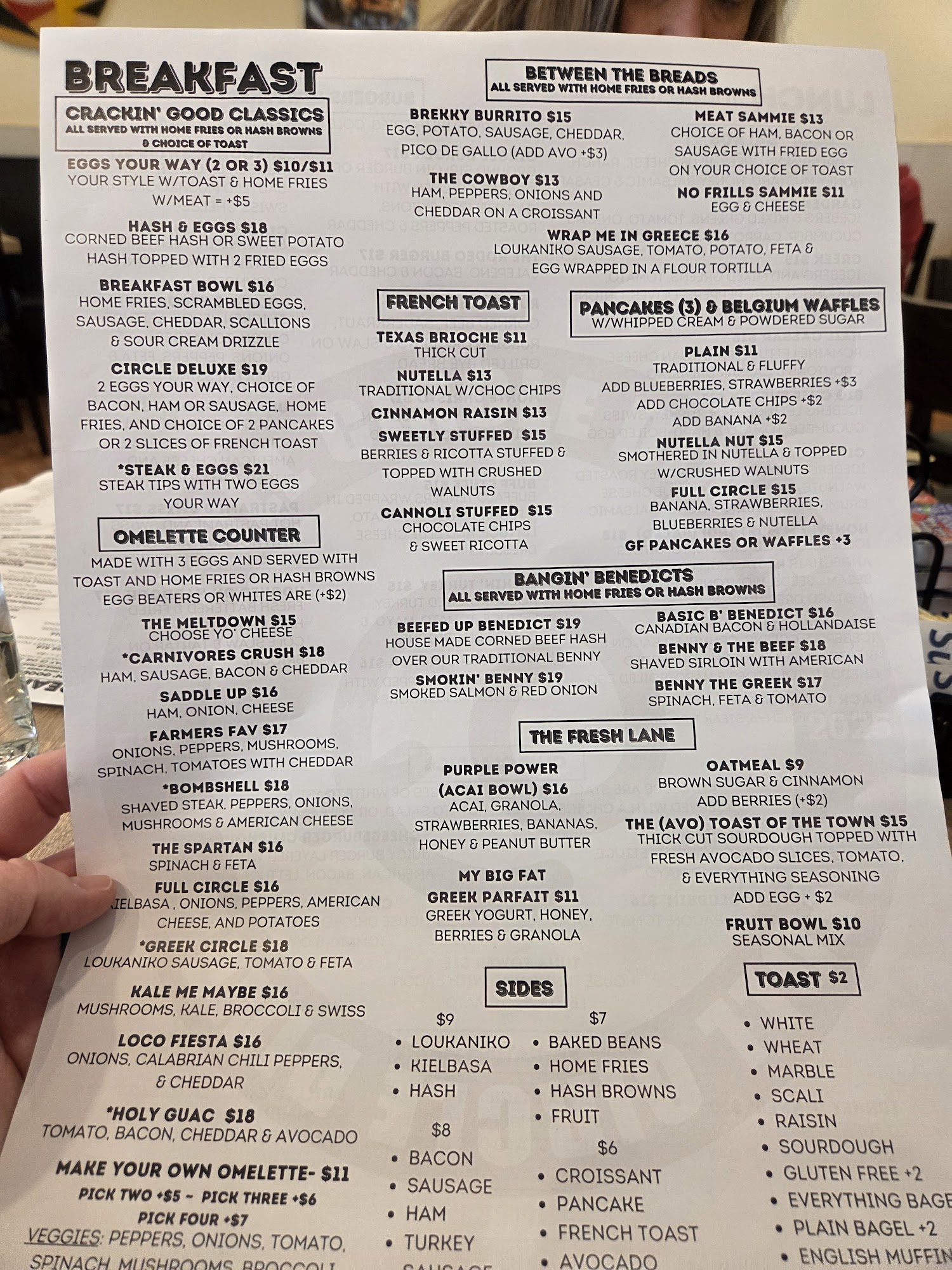 Full Circle Diner Menu