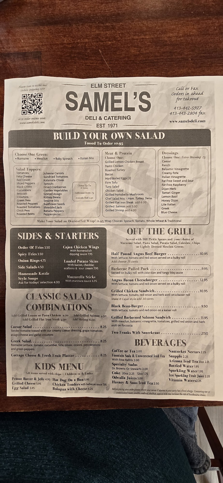 Samel's Deli and Catering Menu