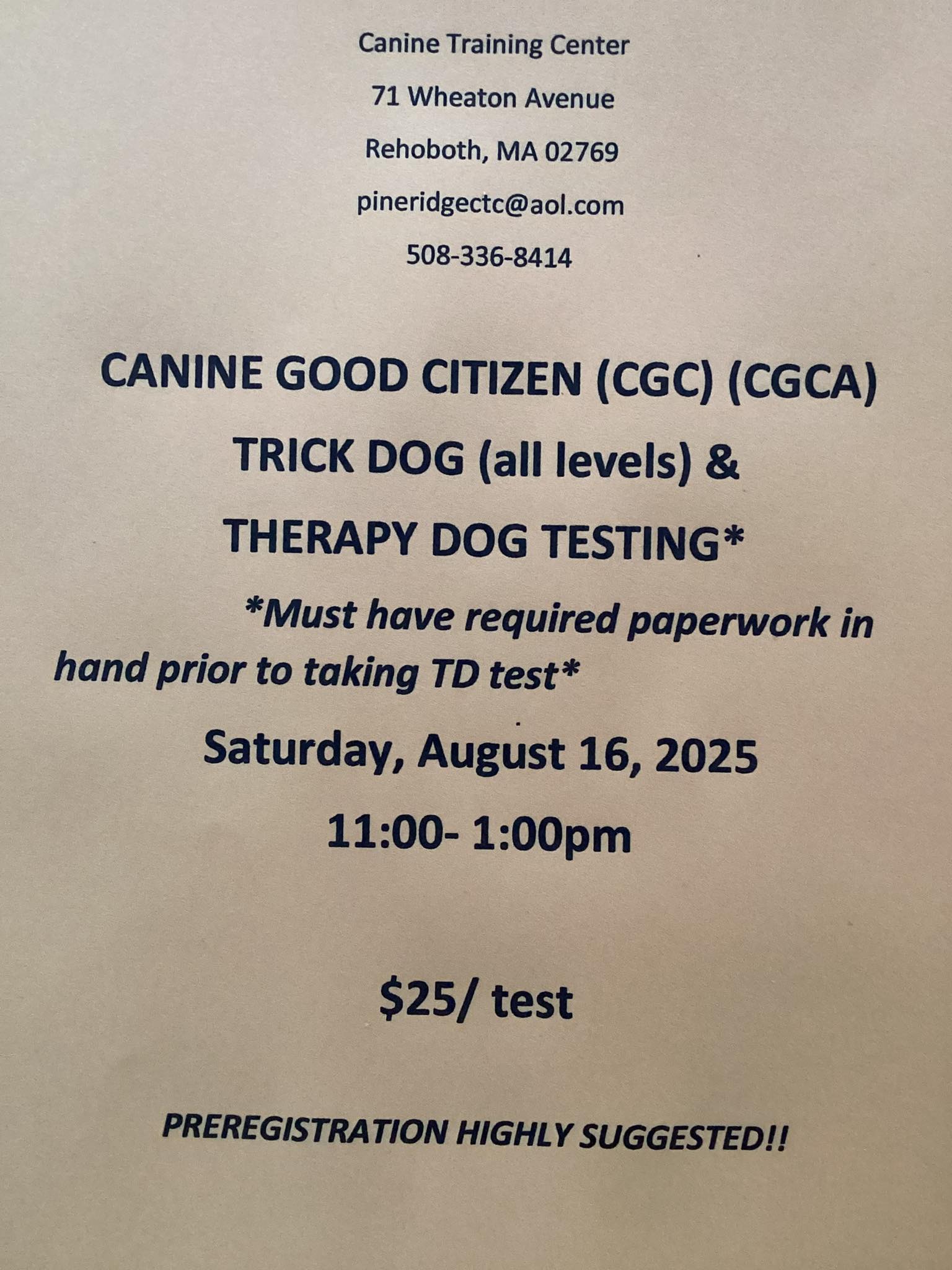 The Canine Training Center Rehoboth