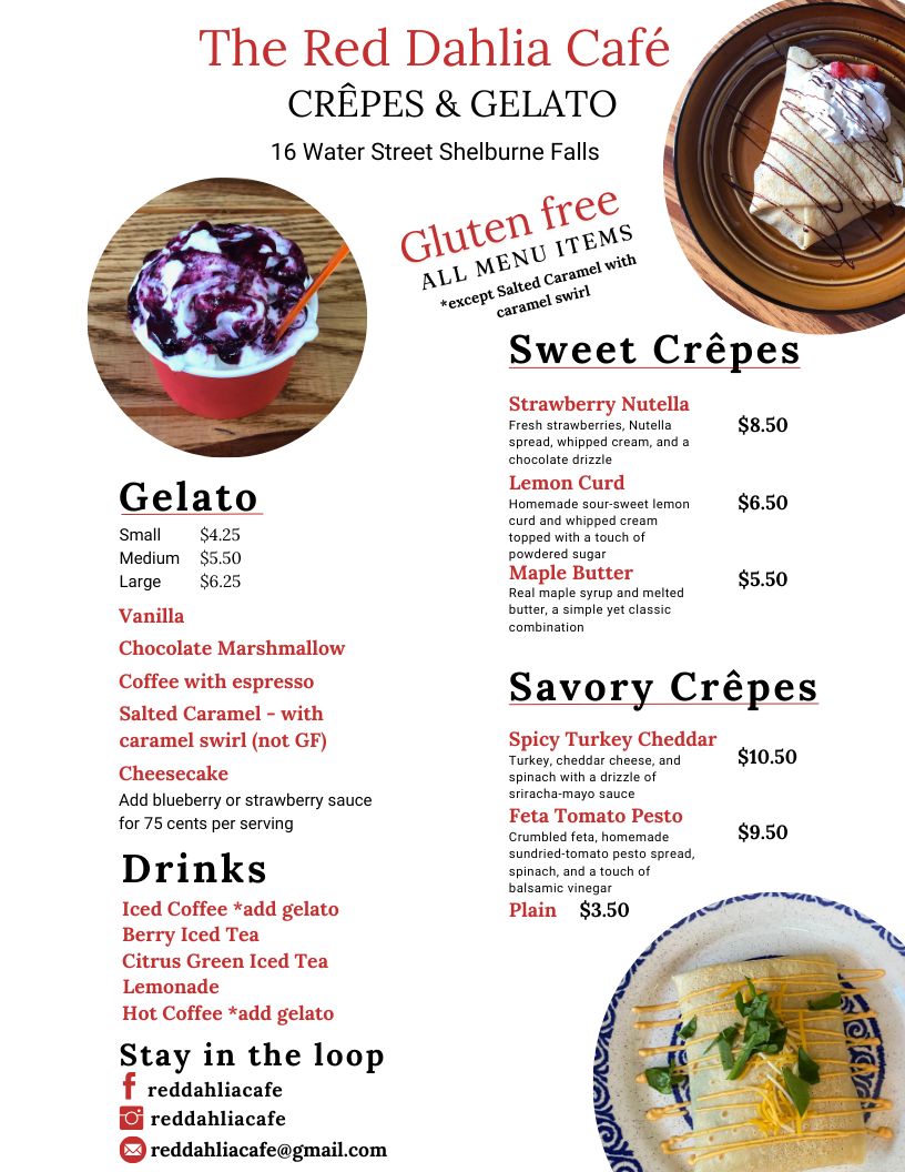 Red Dahlia Café Menu