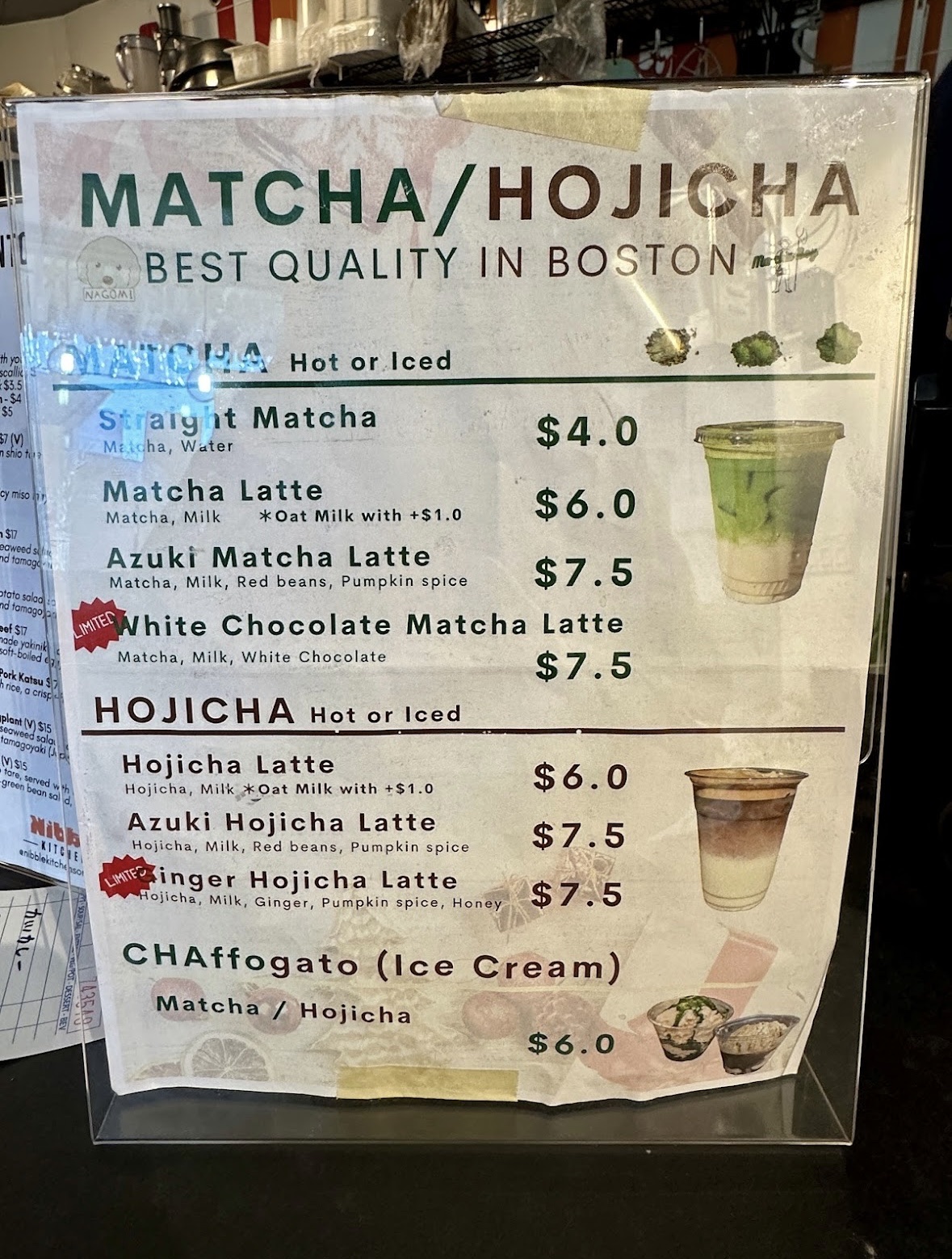 Matcha Boy Menu