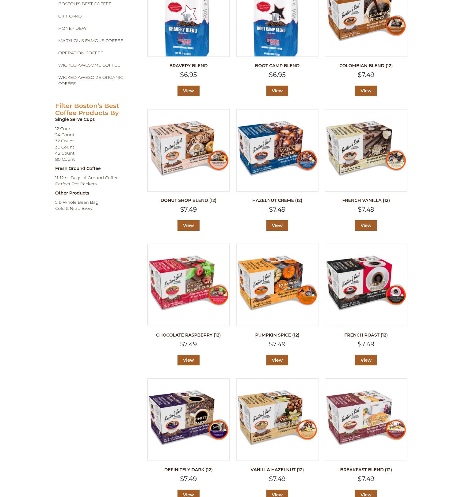 Boston's Best Coffee Roasters Menu