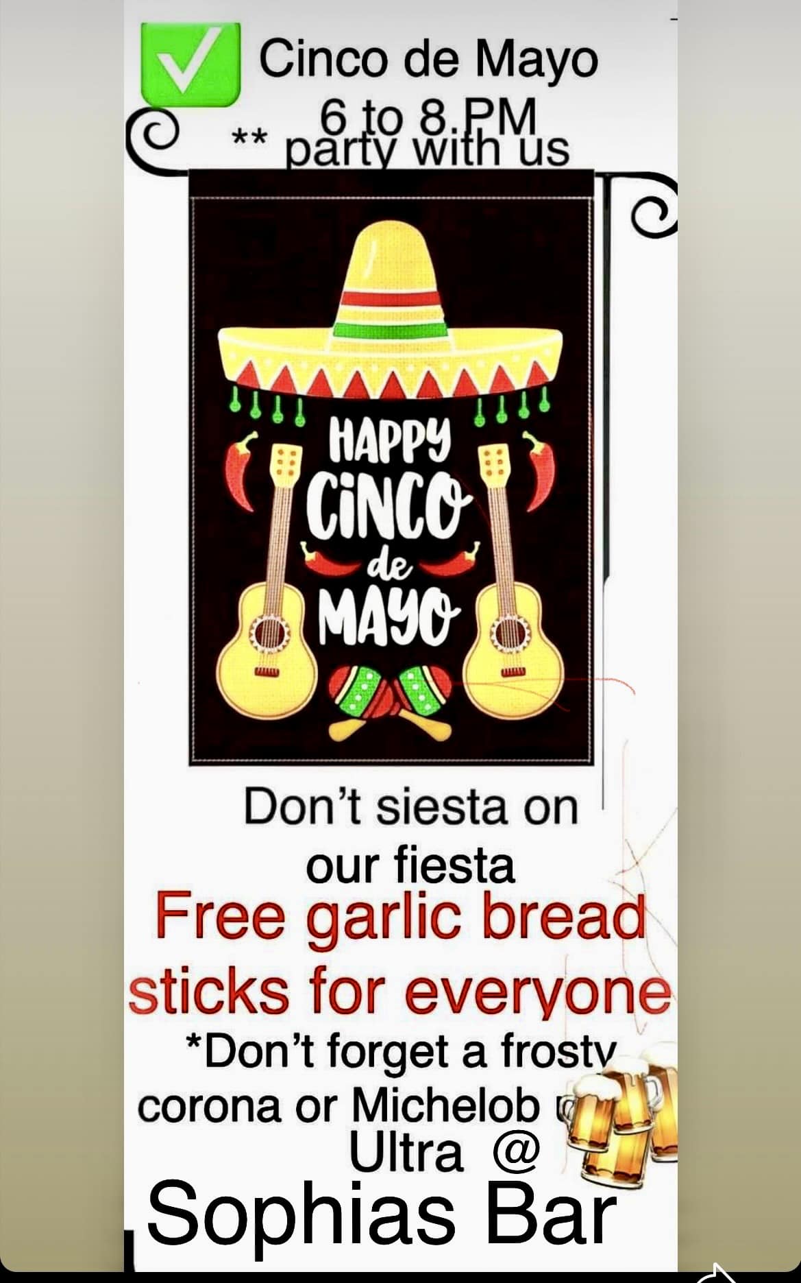 Sophie's Bar & Grill Menu