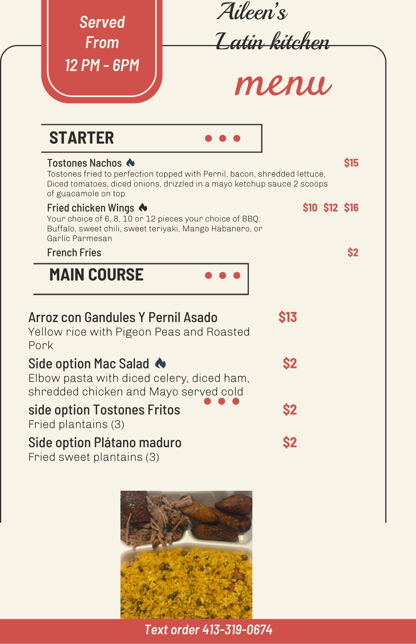 Aileens Latin Kitchen Menu