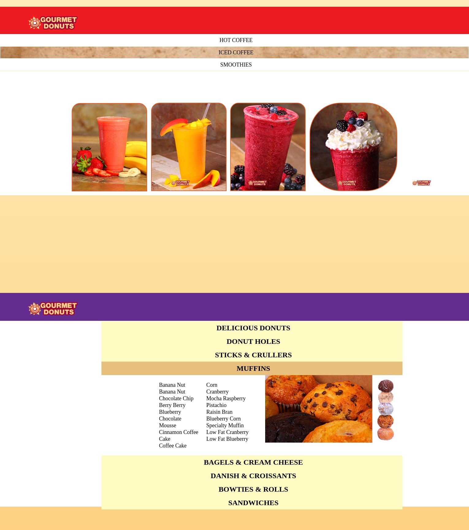 Gourmet Donuts Menu