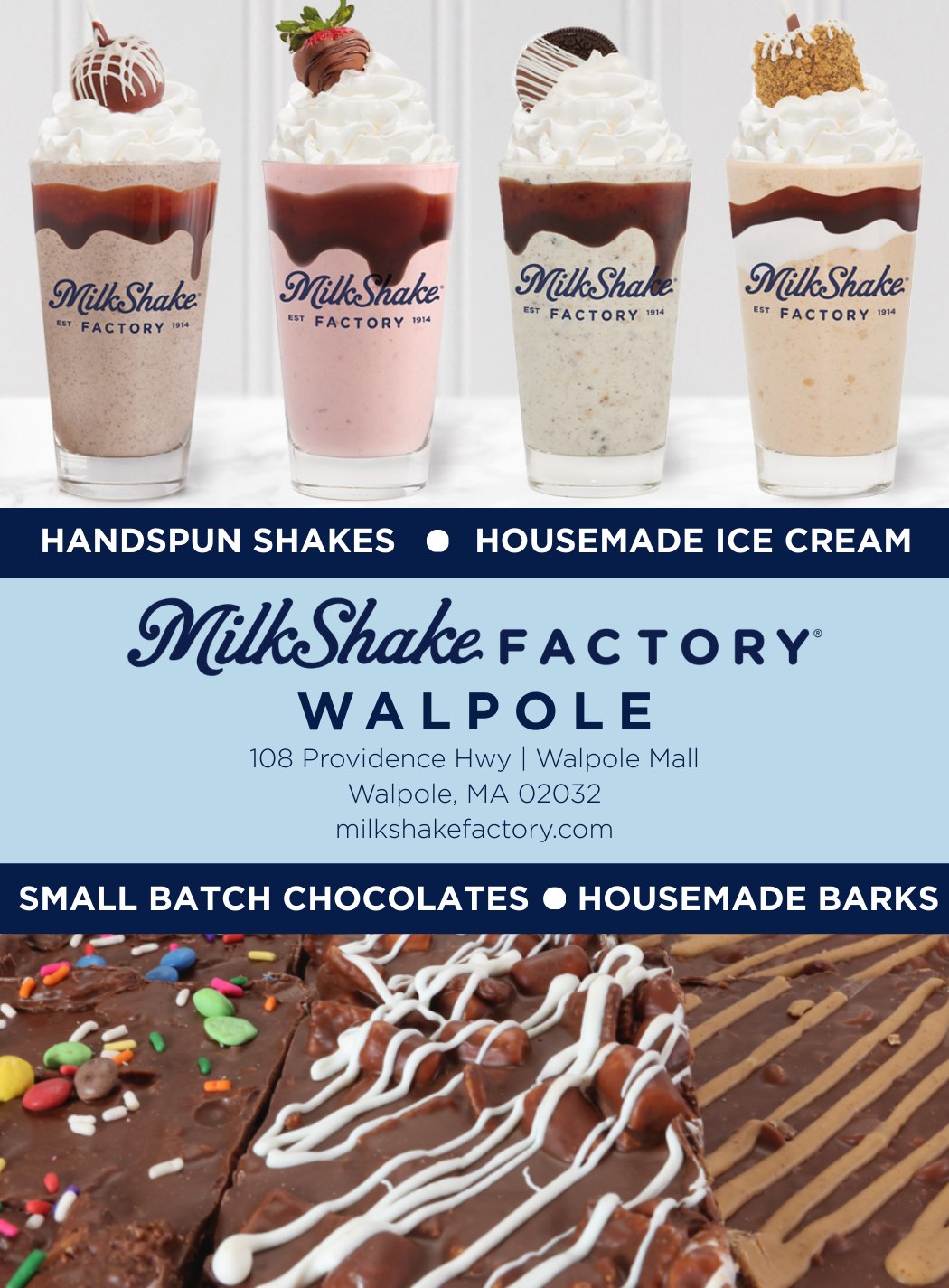 MilkShake Factory Walpole Menu