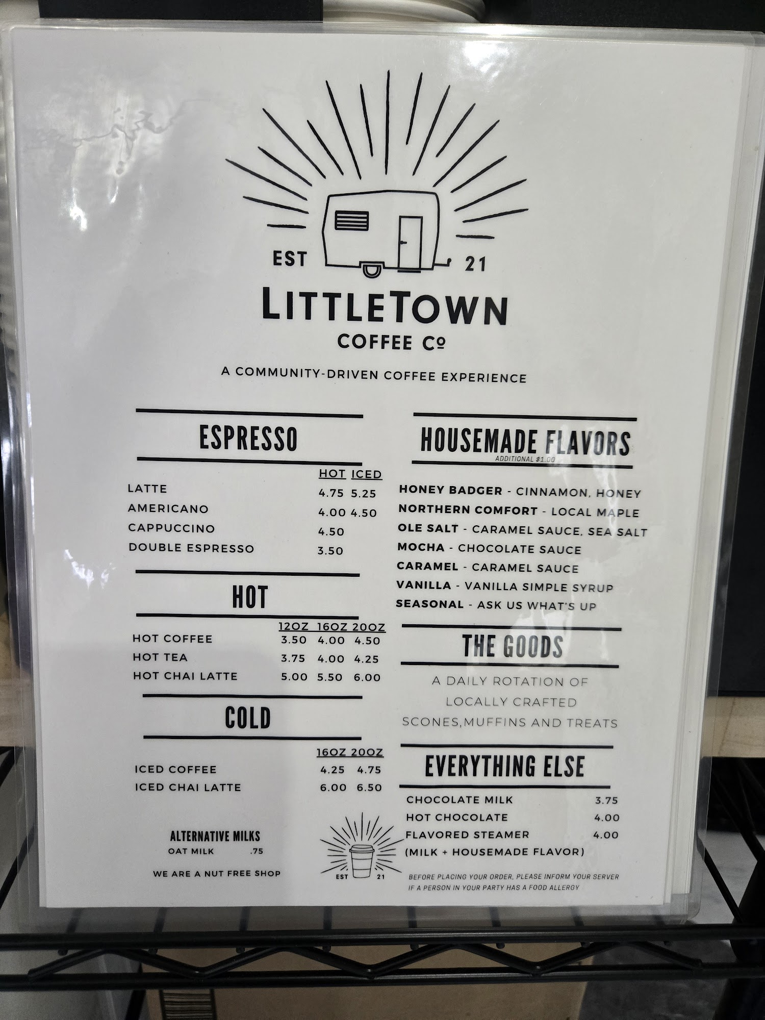 LittleTown Coffee Co. Menu