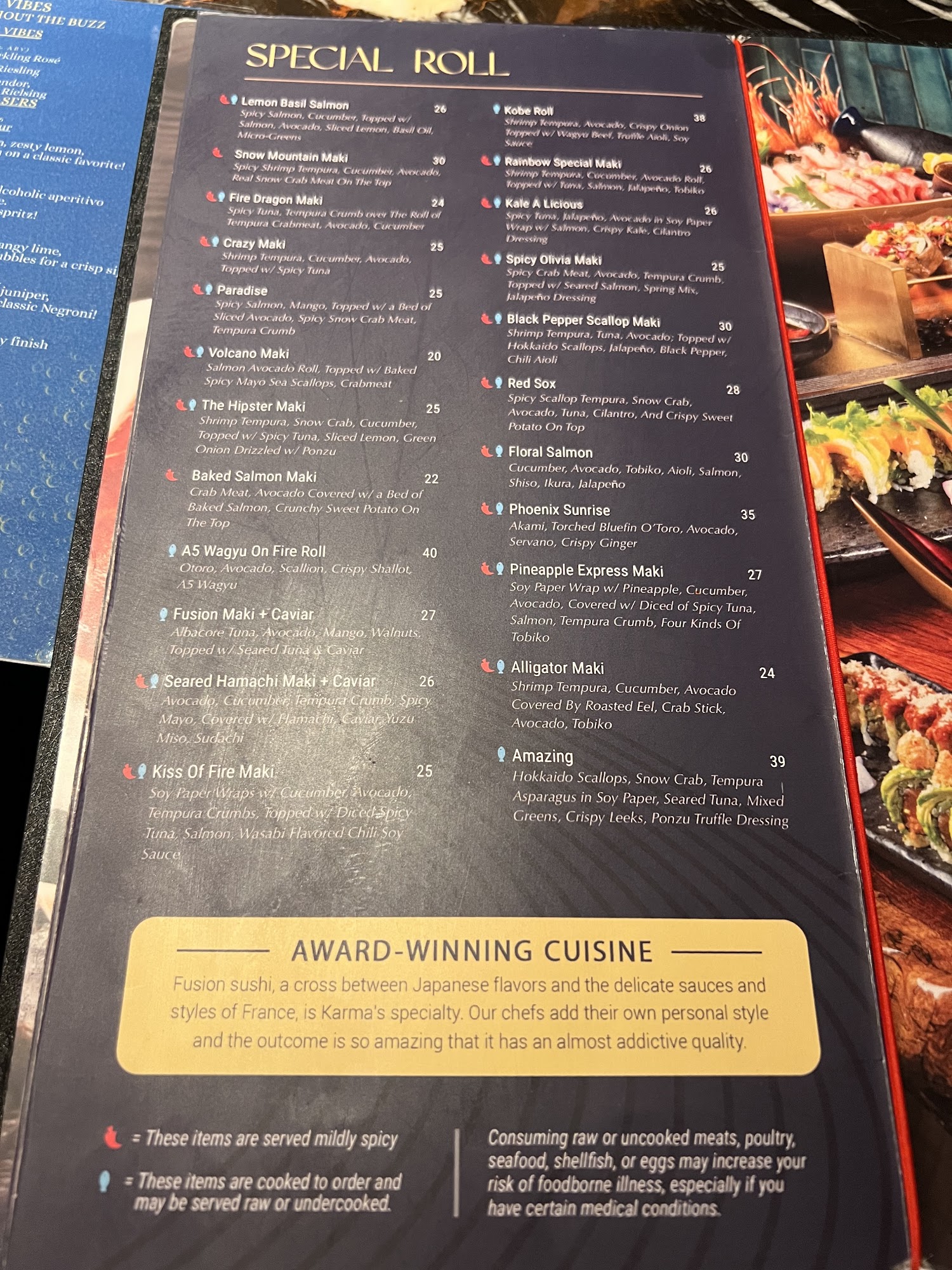 Karma in Winchester Menu