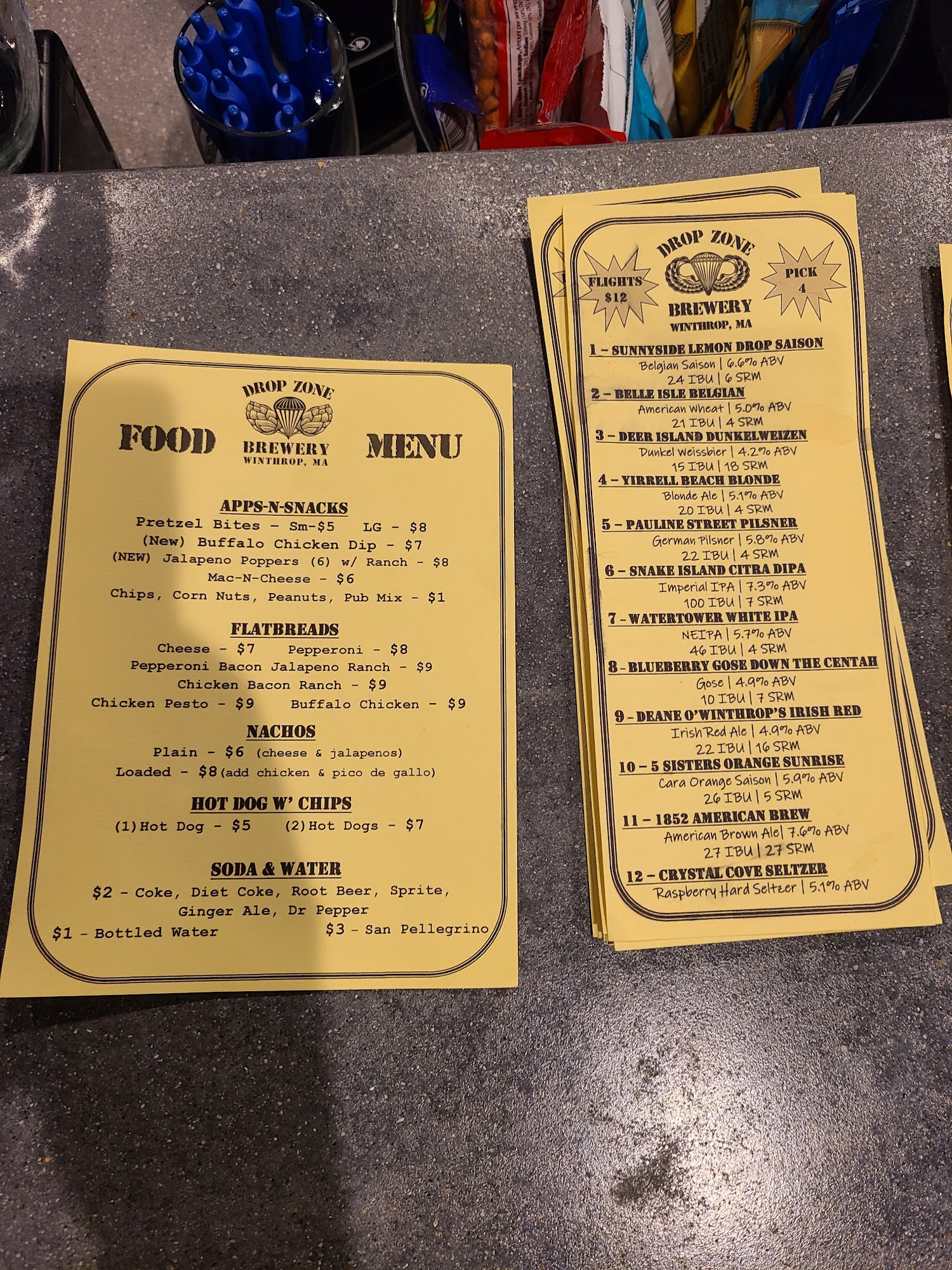 Drop Zone Brewery and Taproom Menu