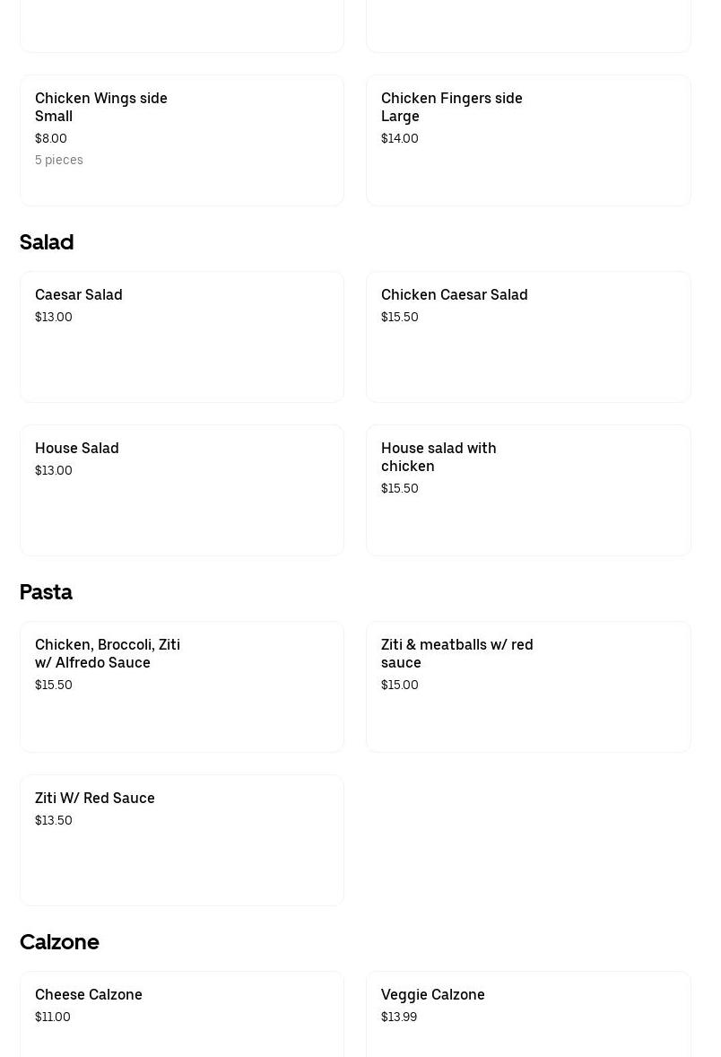 Family Ties Pizzeria Menu