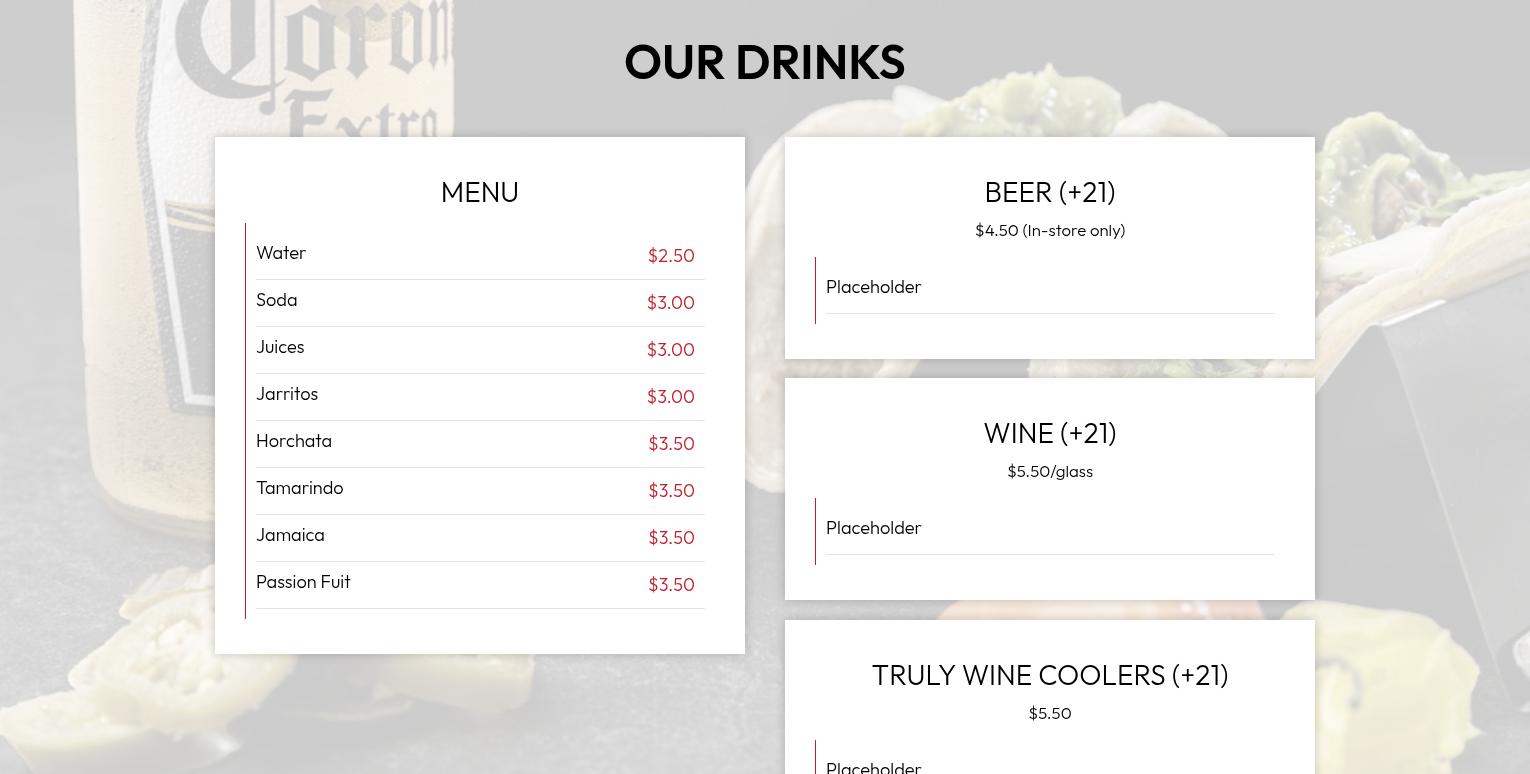 BAJA'S FRESH GRILL VIII Menu