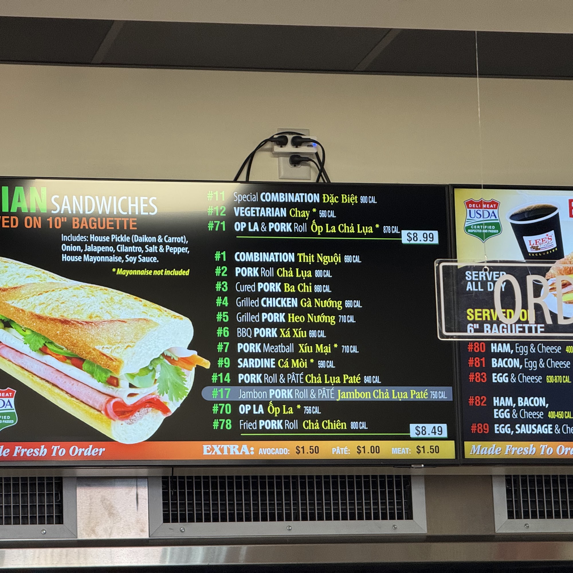 Lee's Sandwiches Menu