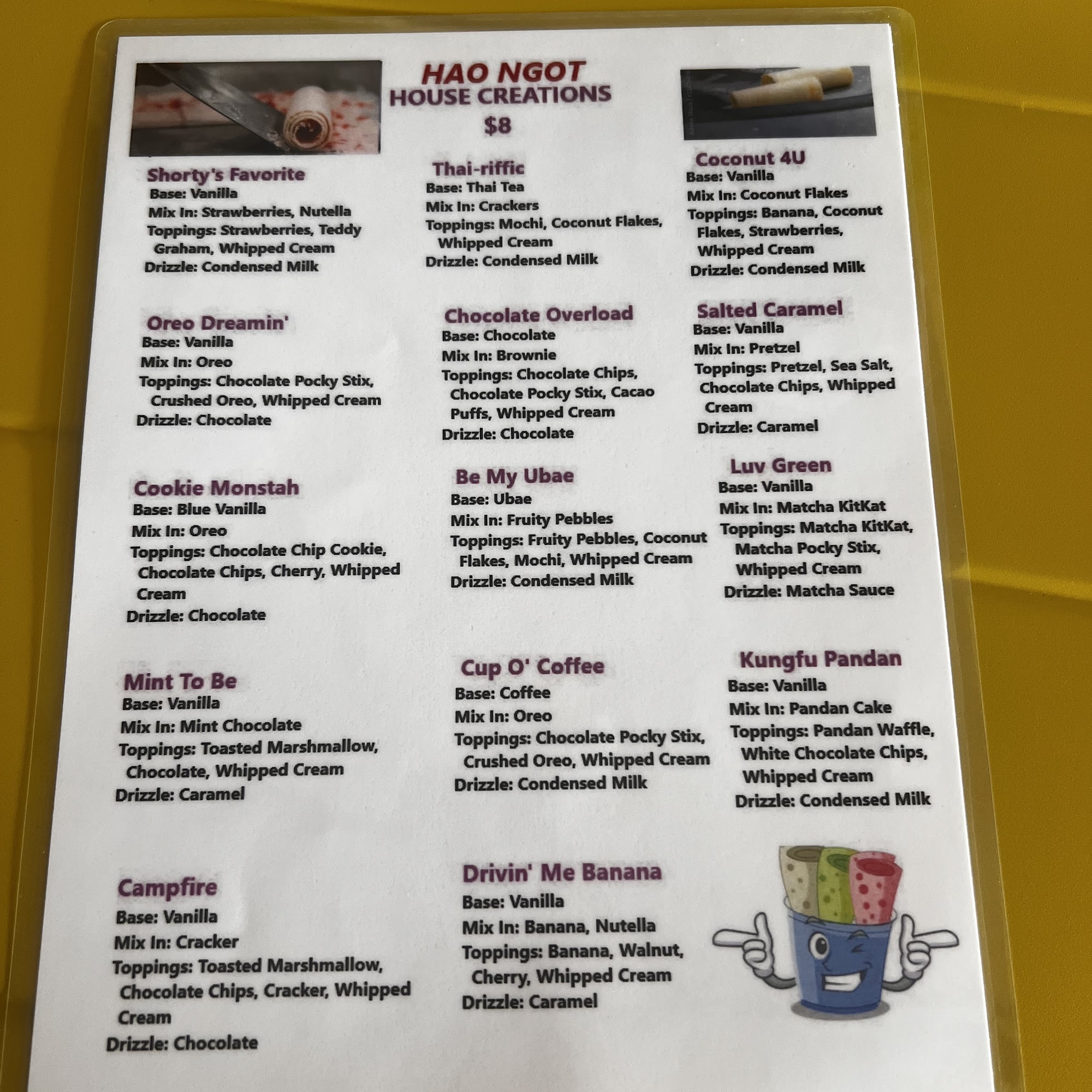 Hao Ngot Menu