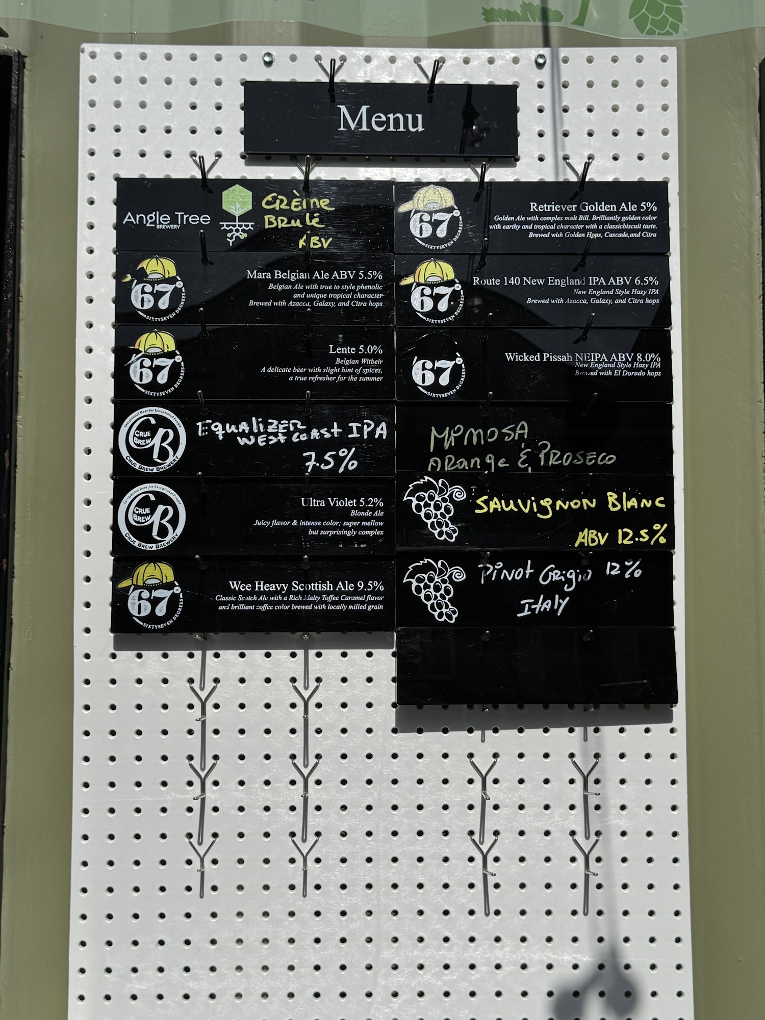 The Cellar Beer Garden by 67 Degrees Brewing Menu