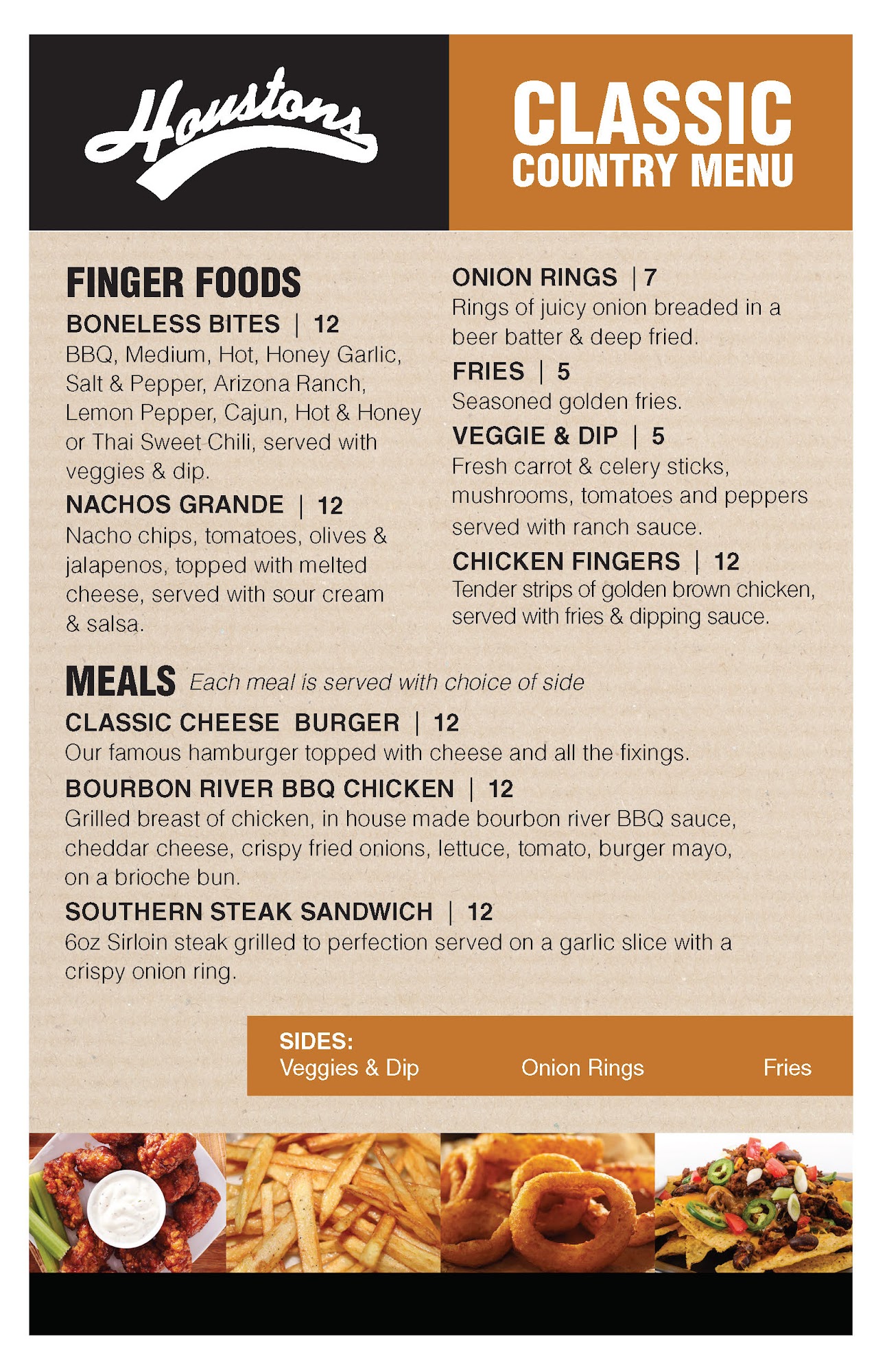 Houstons Country Roadhouse Menu