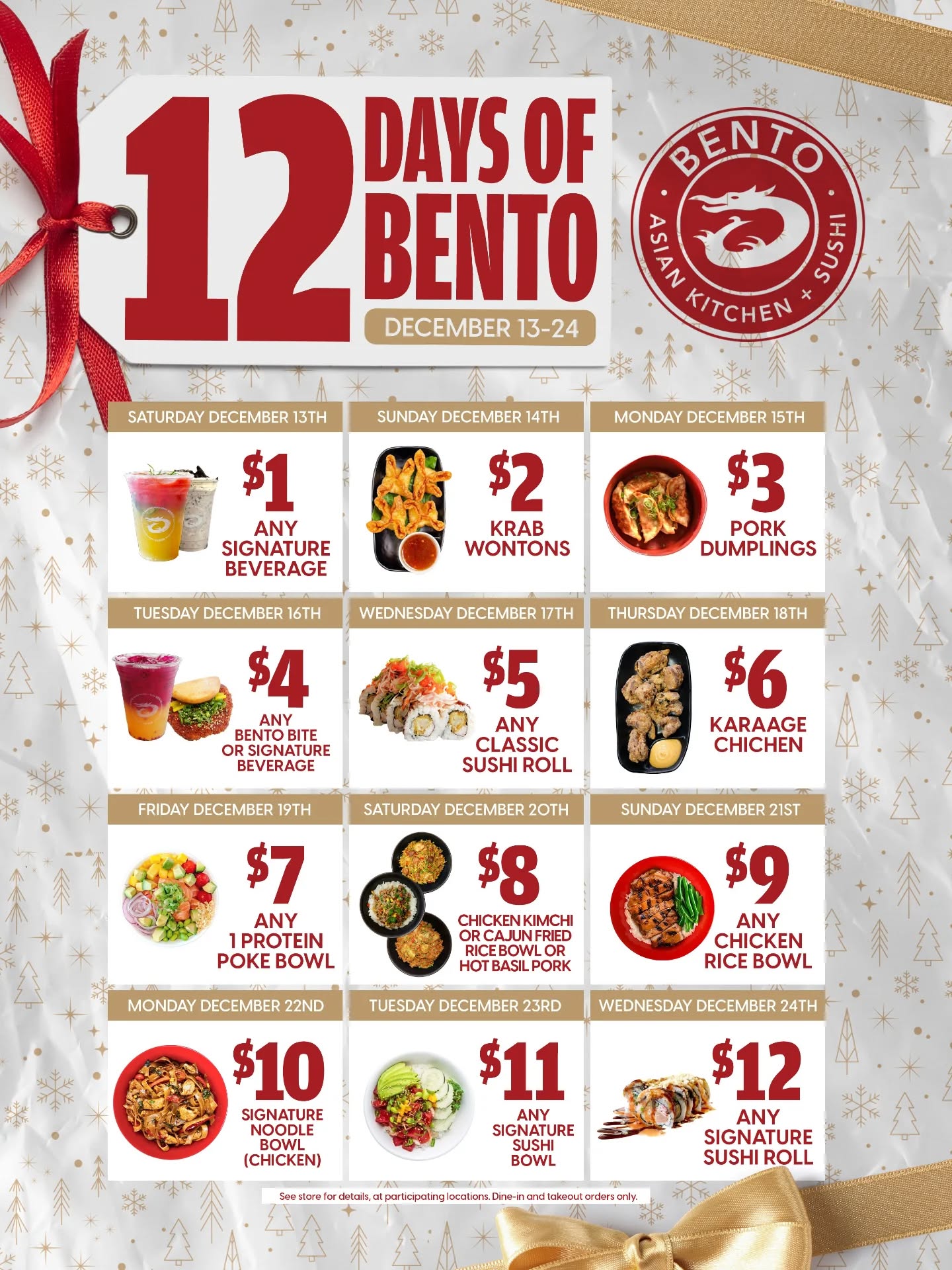 Bento Sushi Menu