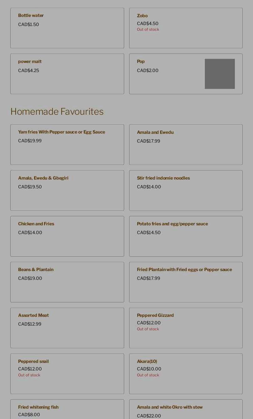 Chef On Demand African Restaurant Menu