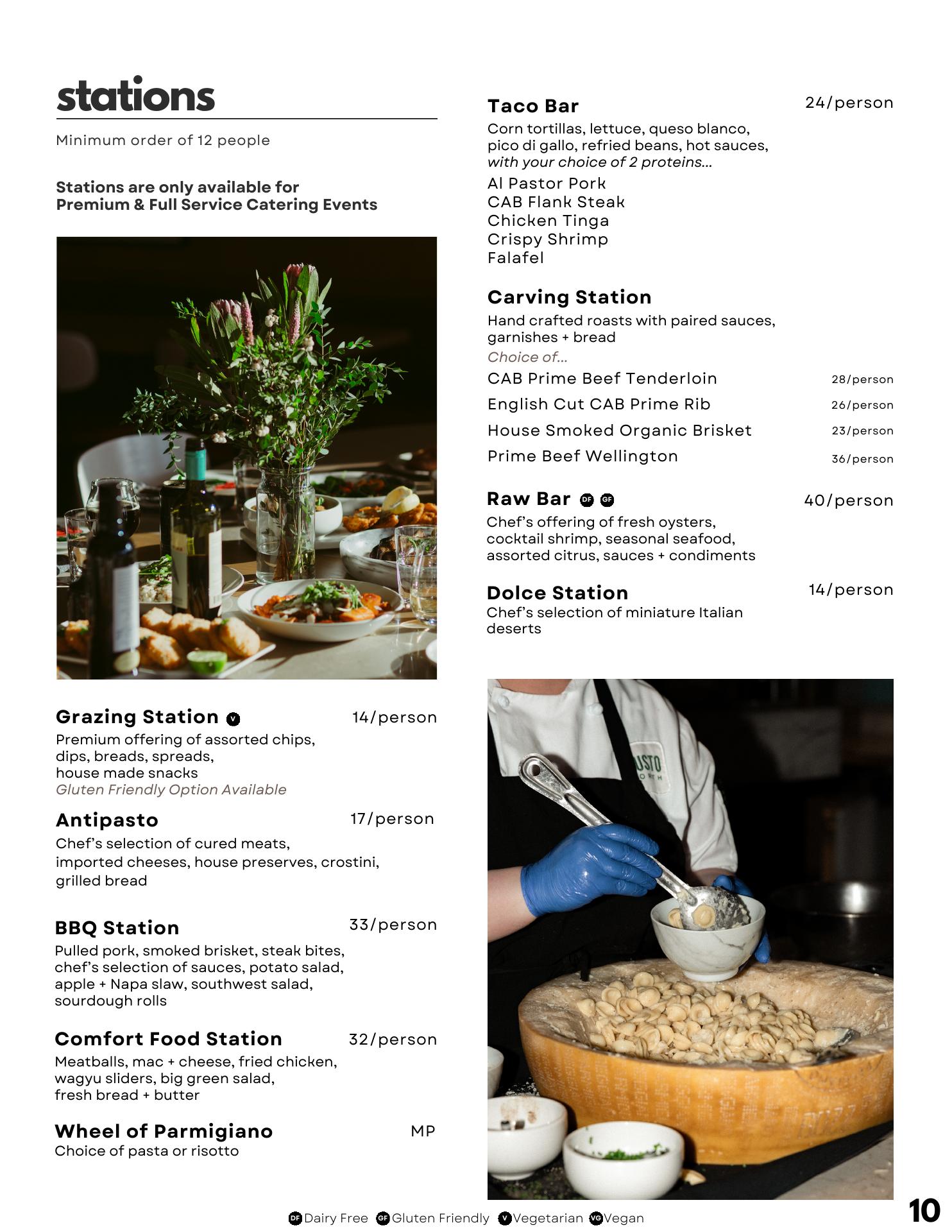 Academy Hospitality Group Menu