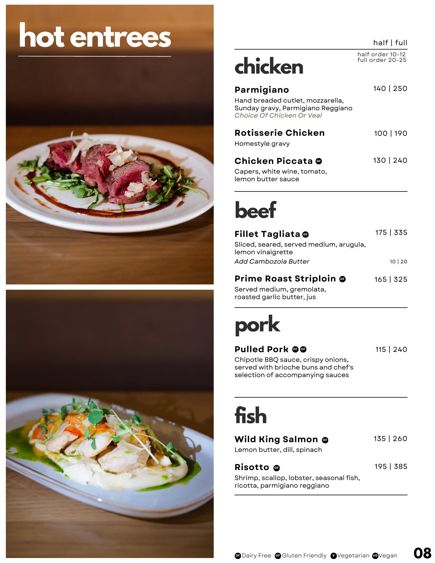 Academy Hospitality Group Menu