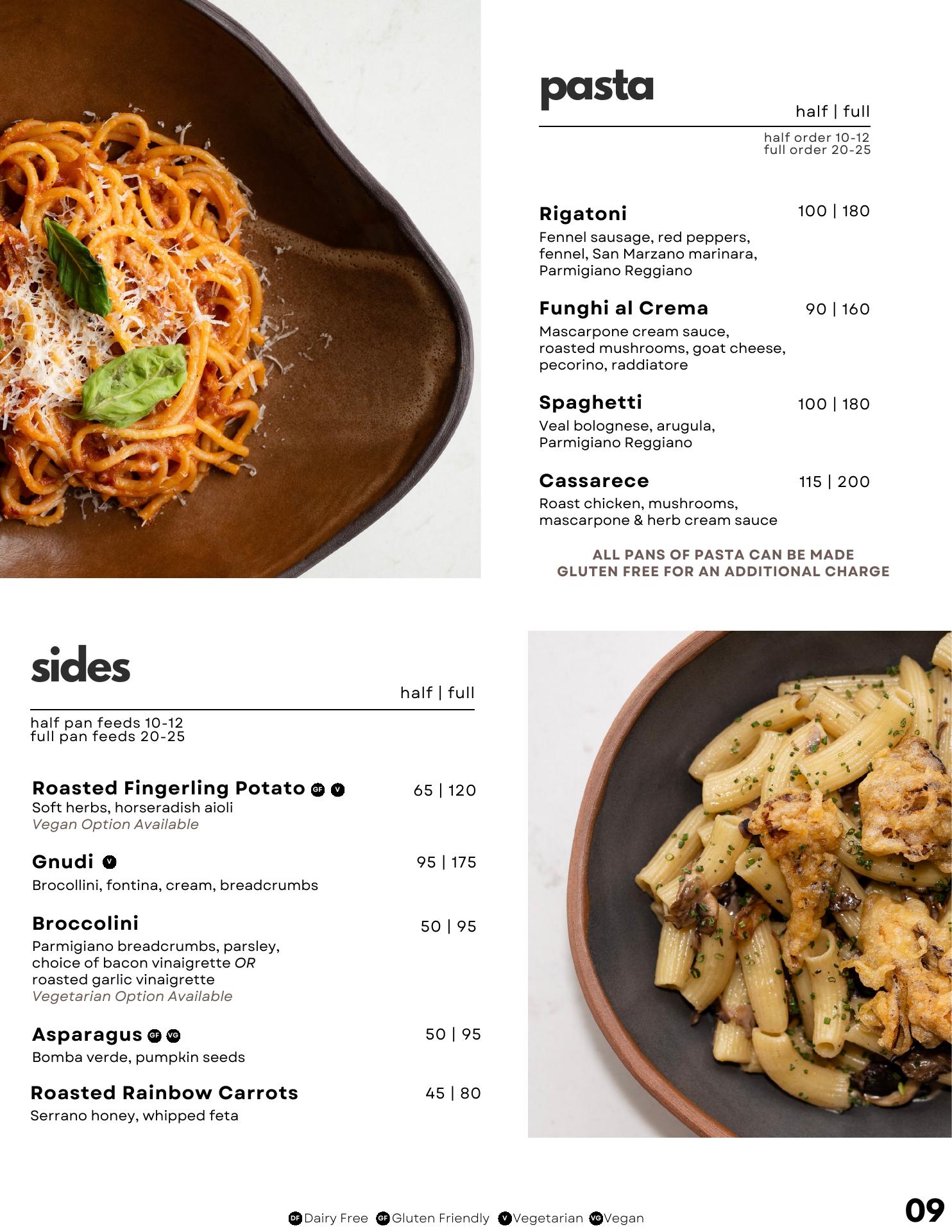 Academy Hospitality Group Menu